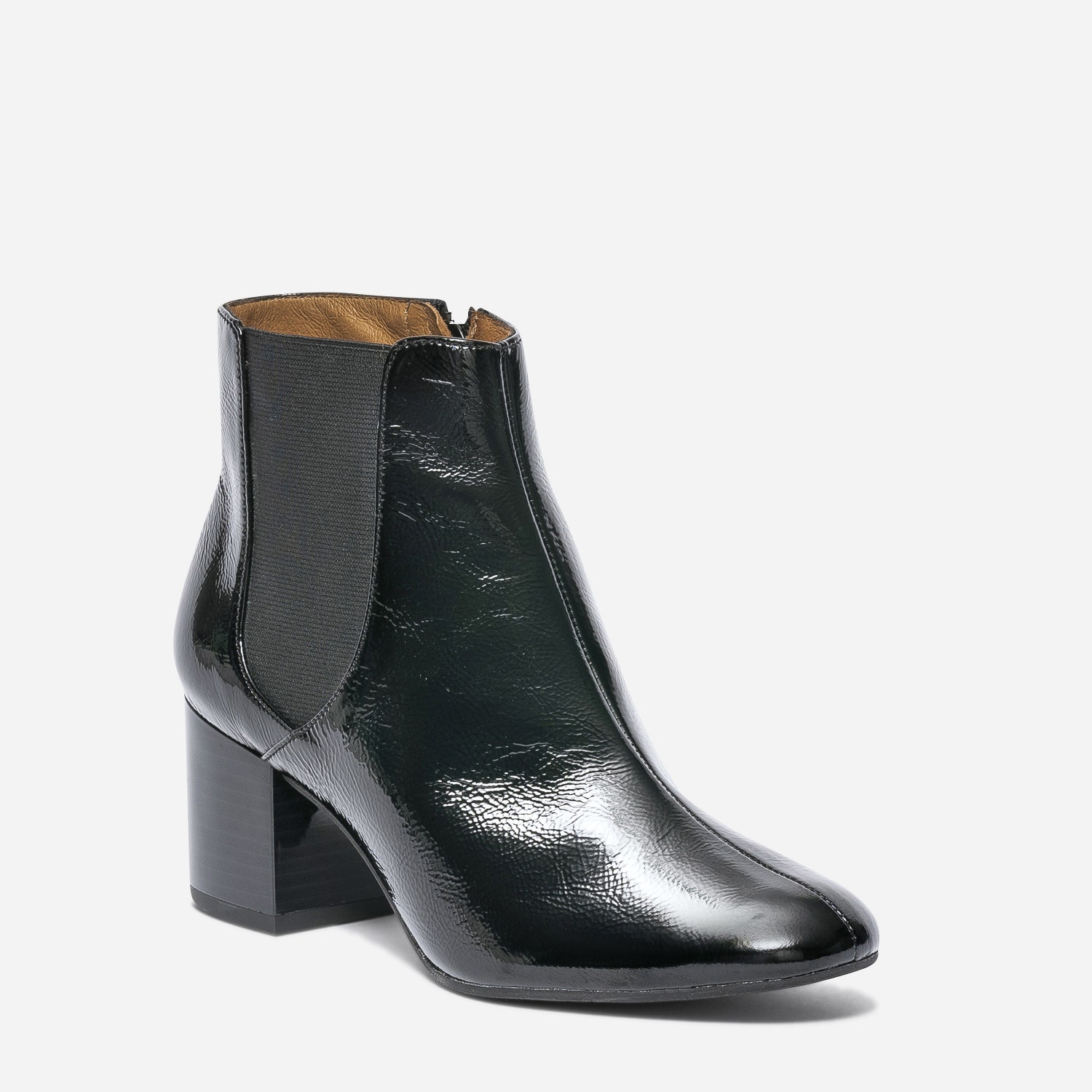 Chelsea boots ERAM FLEX noir en cuir verni