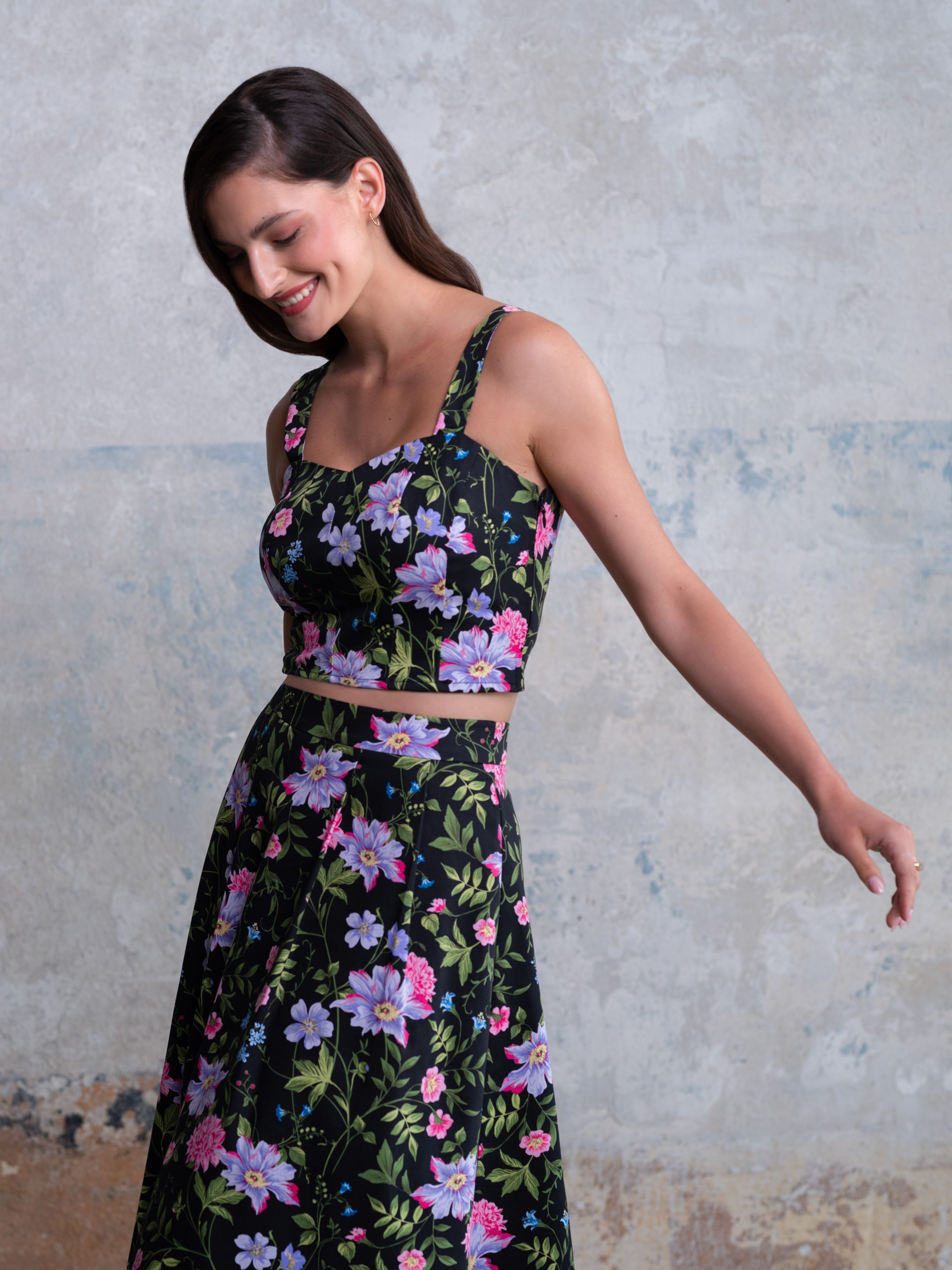 Schwarzes Damen-Blumen-Top ORSAY