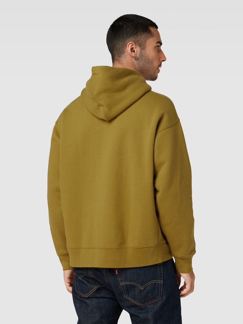 Hoodie mit Label-Patches Modell 'SKATE' in grasgrün