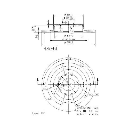 Bremsscheibe Brembo Hinterachse  2 Stück 08.9511.11 - ATU