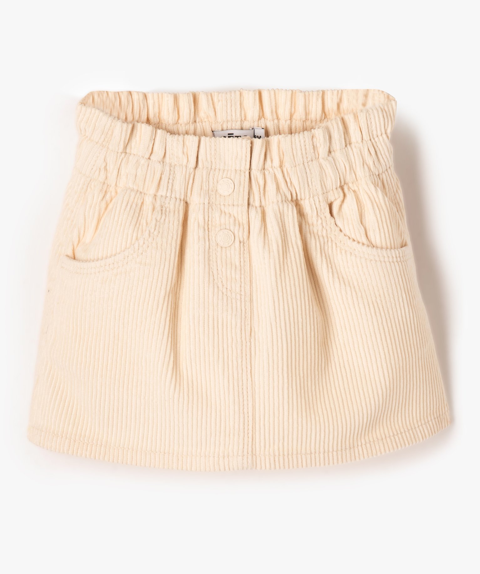 Jupe courte en velours à taille élastique bébé fille ecru | GEMO