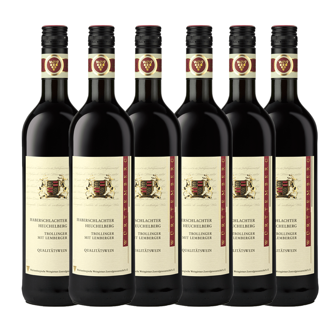 Württembergische WZG Haberschlachter Heuchelberg Trollinger mit Lemberger Qualitätswein 0,75L 6er Karton