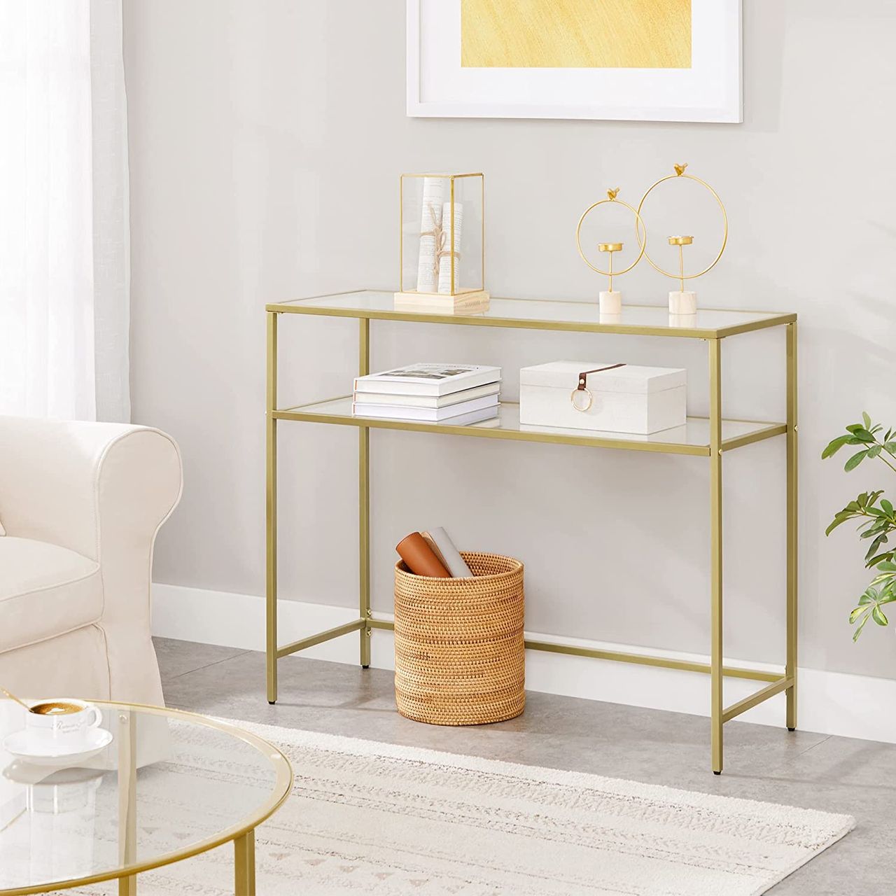 Vasagle Konsolentabelle, 100x35x80cm, Gold