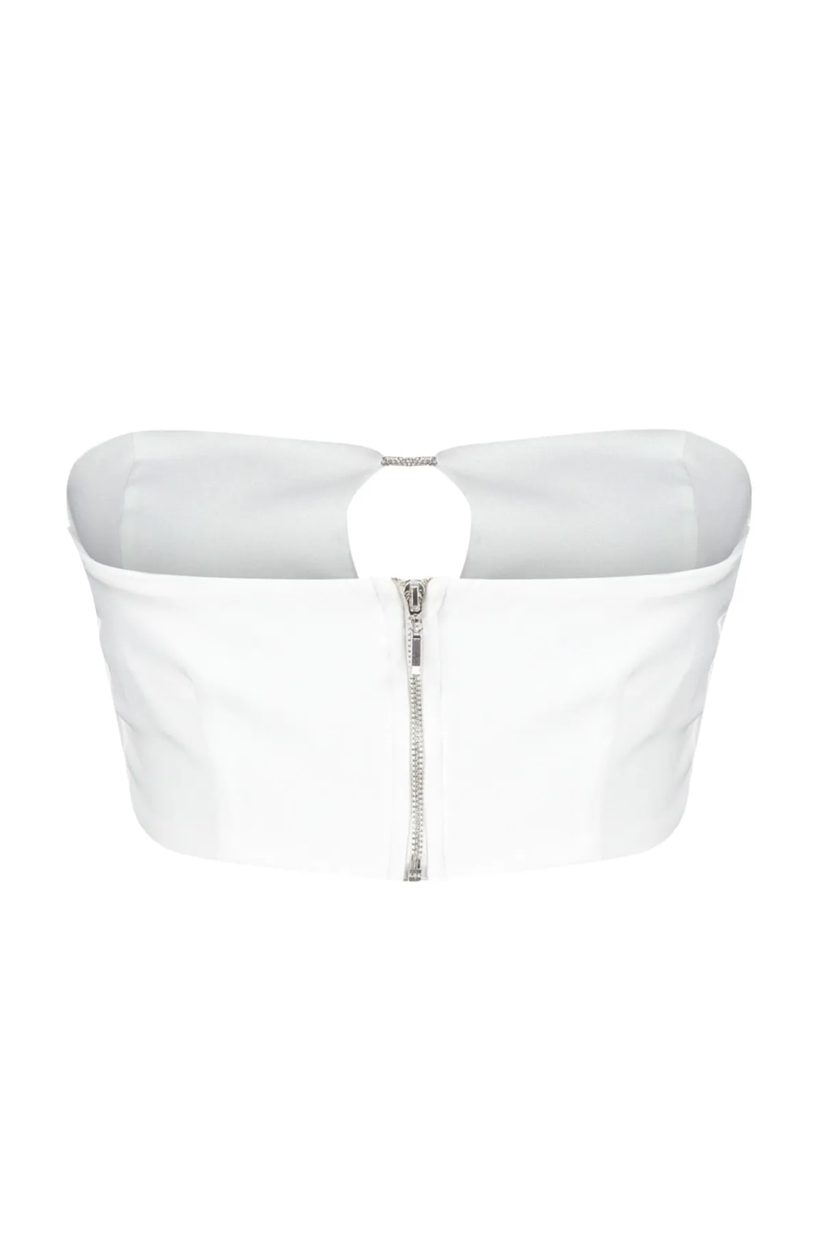 Trendyol Collection  Ecrufarbenes, bauchfreies, gefüttertes, gewebtes, glänzendes Stein-Bustier mit Fenster/Ausschnitt und detailliertem Ausschnitt TPRSS23BS00026