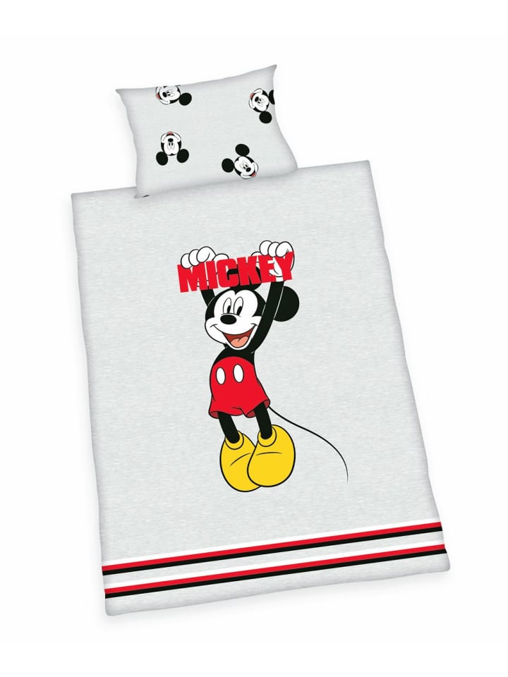 Herding 2 tlg. Renforcé Bettwäsche 100x135cm Disney Mickey Mouse in Grau günstig kaufen 100x135 cm