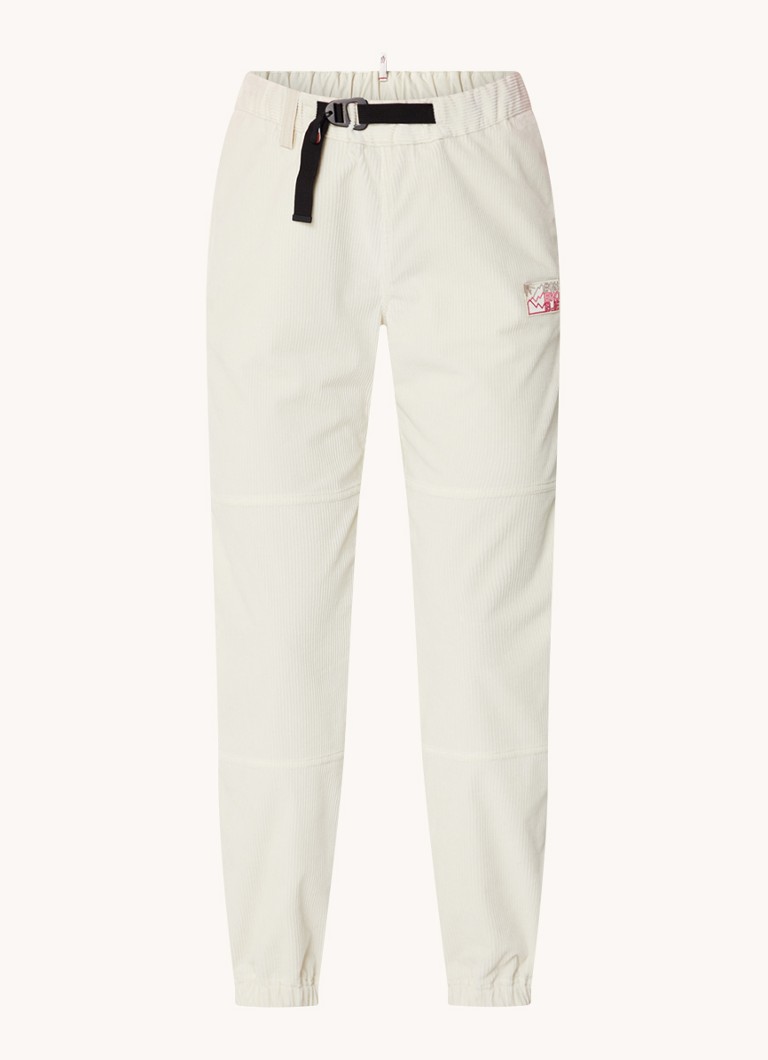 Moncler mid-waist tapered fit corduroy trousers with logo patch