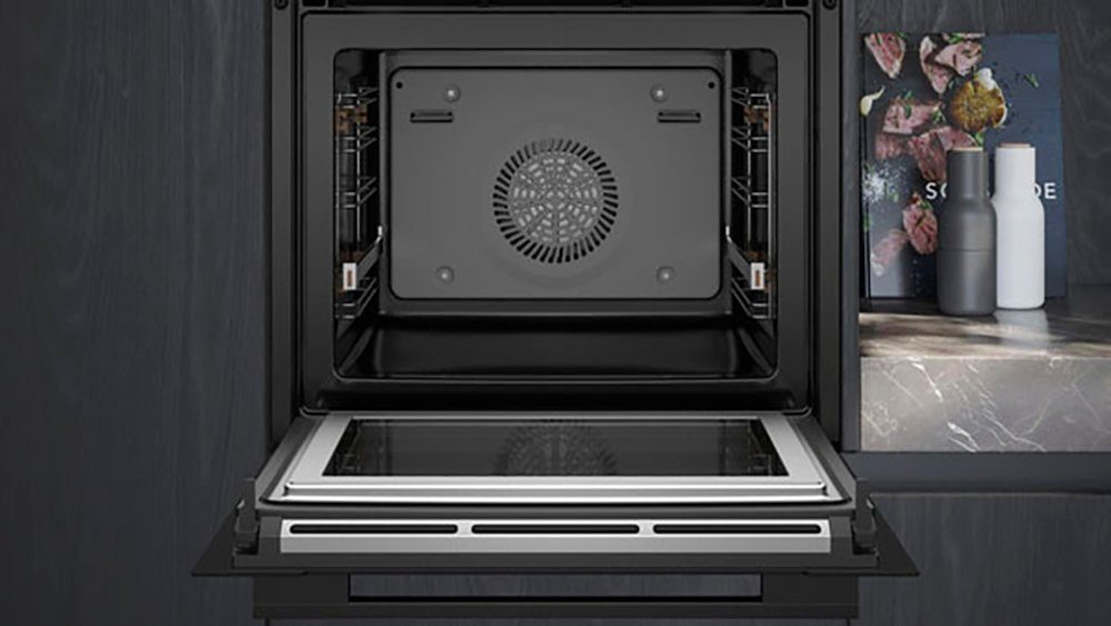SIEMENS Backofen mit Mikrowelle iQ700 HM736GAB1, mit 1-fach-Teleskopauszug, ecoClean
