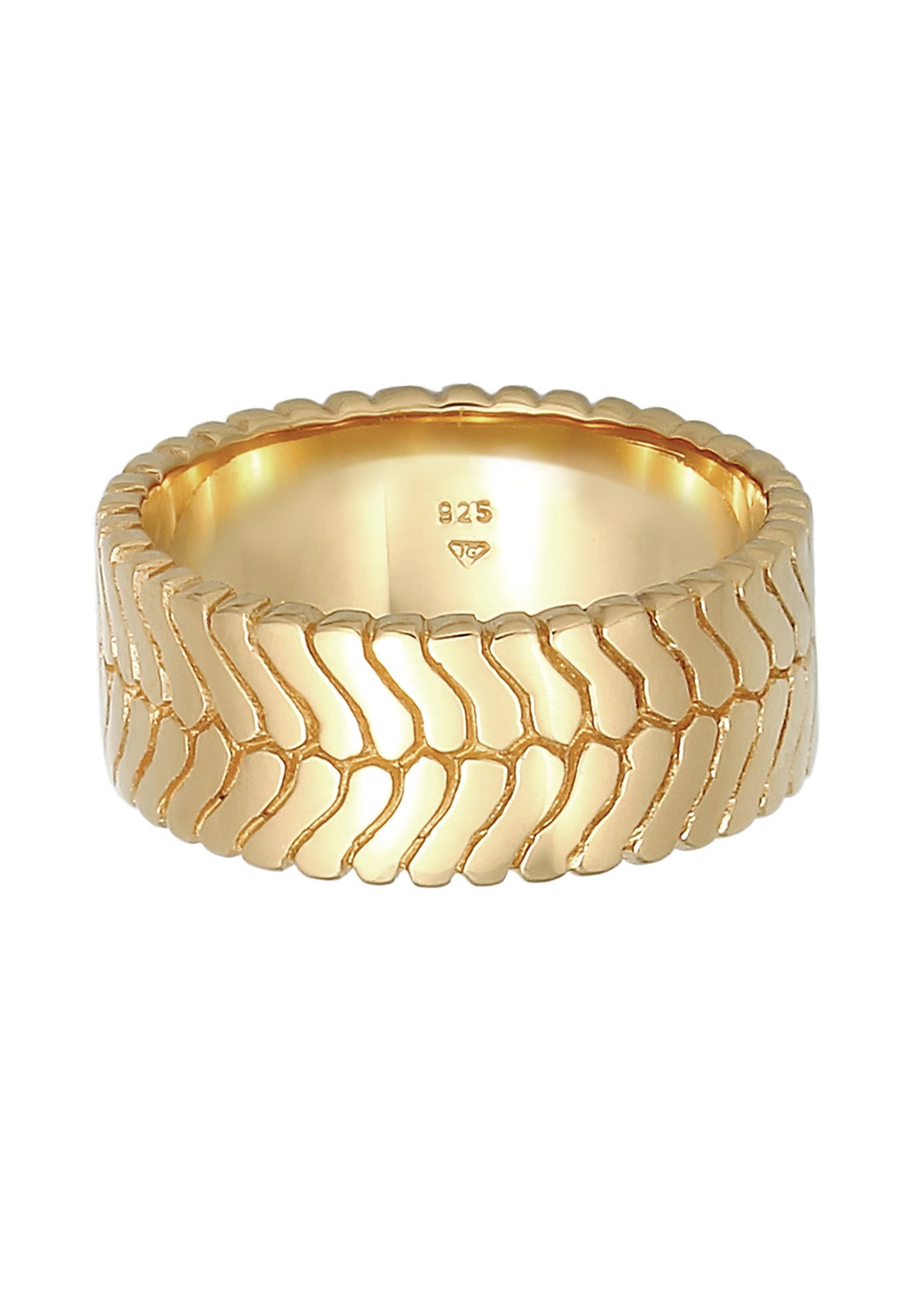 Anillo grueso Elli para mujer, modelo Bones Trend Blogger, en plata de ley 925 con baño de oro.