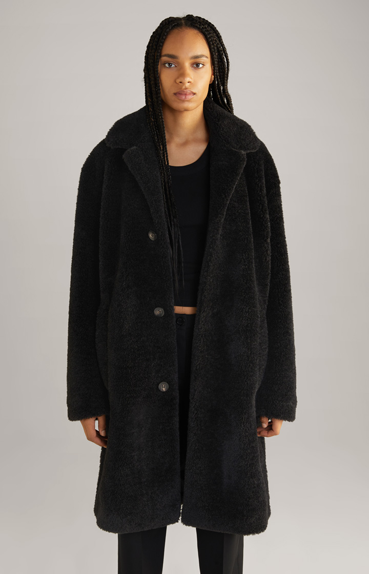 Unisex-Teddyfellmantel in Schwarz
