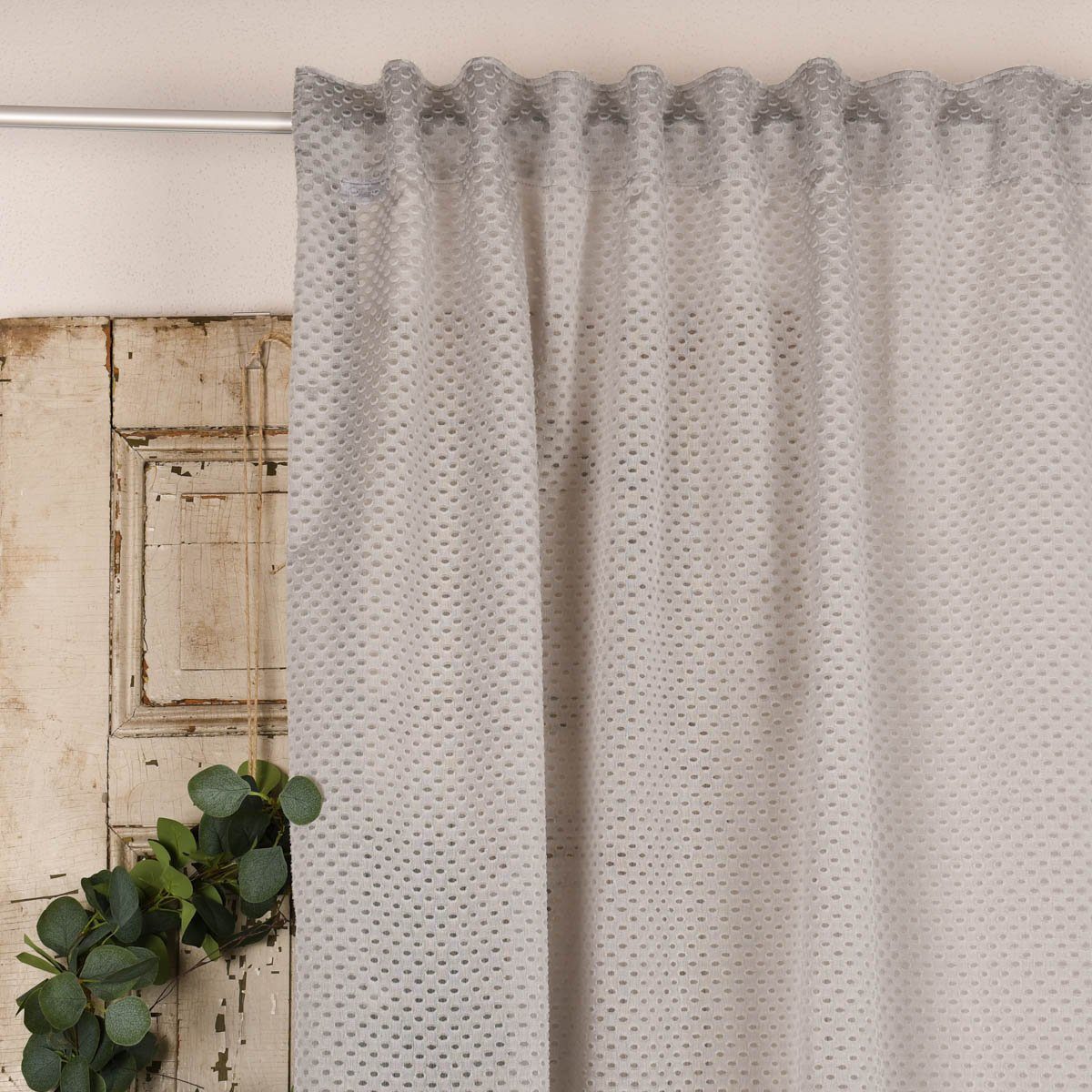 Meterware Rasch Textil Stores Punti Scherli Punkte hellgrau 300cm, stark perforiert, Kunstfaser, überbreit