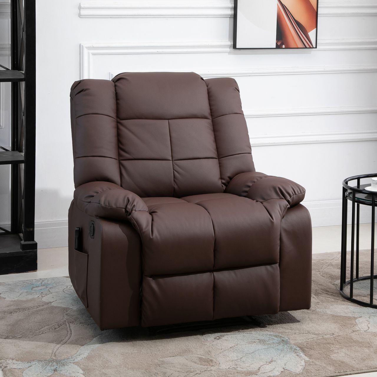 HOMCOM Massagesessel Fernsehsessel Elektrisch Relaxsessel mit Massagefunktion Kunstleder Holz Metall Schaumstoff Braun 94 x 99 x 99 cm