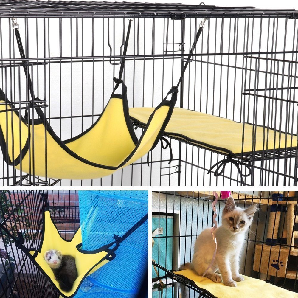 Yaheetech Katzenkäfig, mit Doppeltür, 3 Ebenen, für Kleintiere