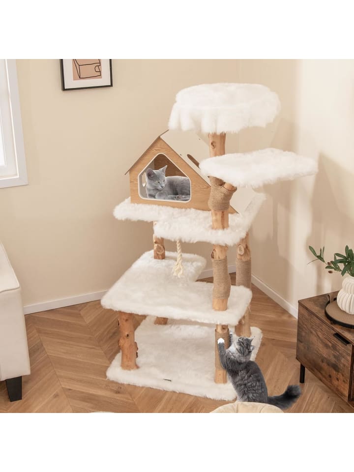 COSTWAY Kratzbaum Holz 150 cm in Weiß günstig kaufen onesize