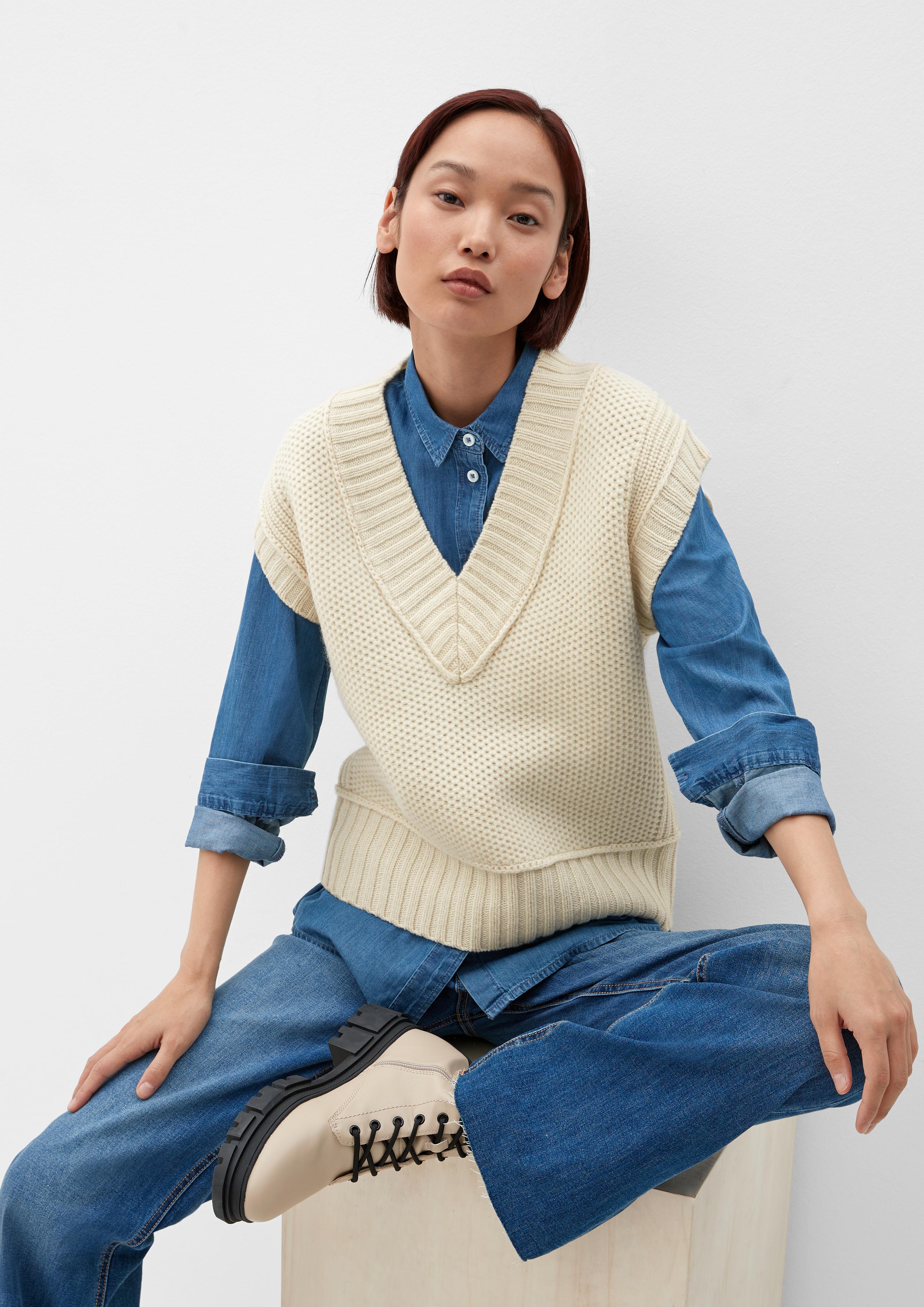 Kurzarm-Pullover aus Wolle  2121175-01Y8