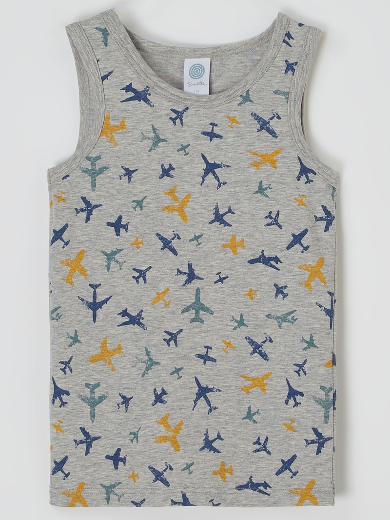 Tanktop mit Allover-Muster in hellgrau meliert