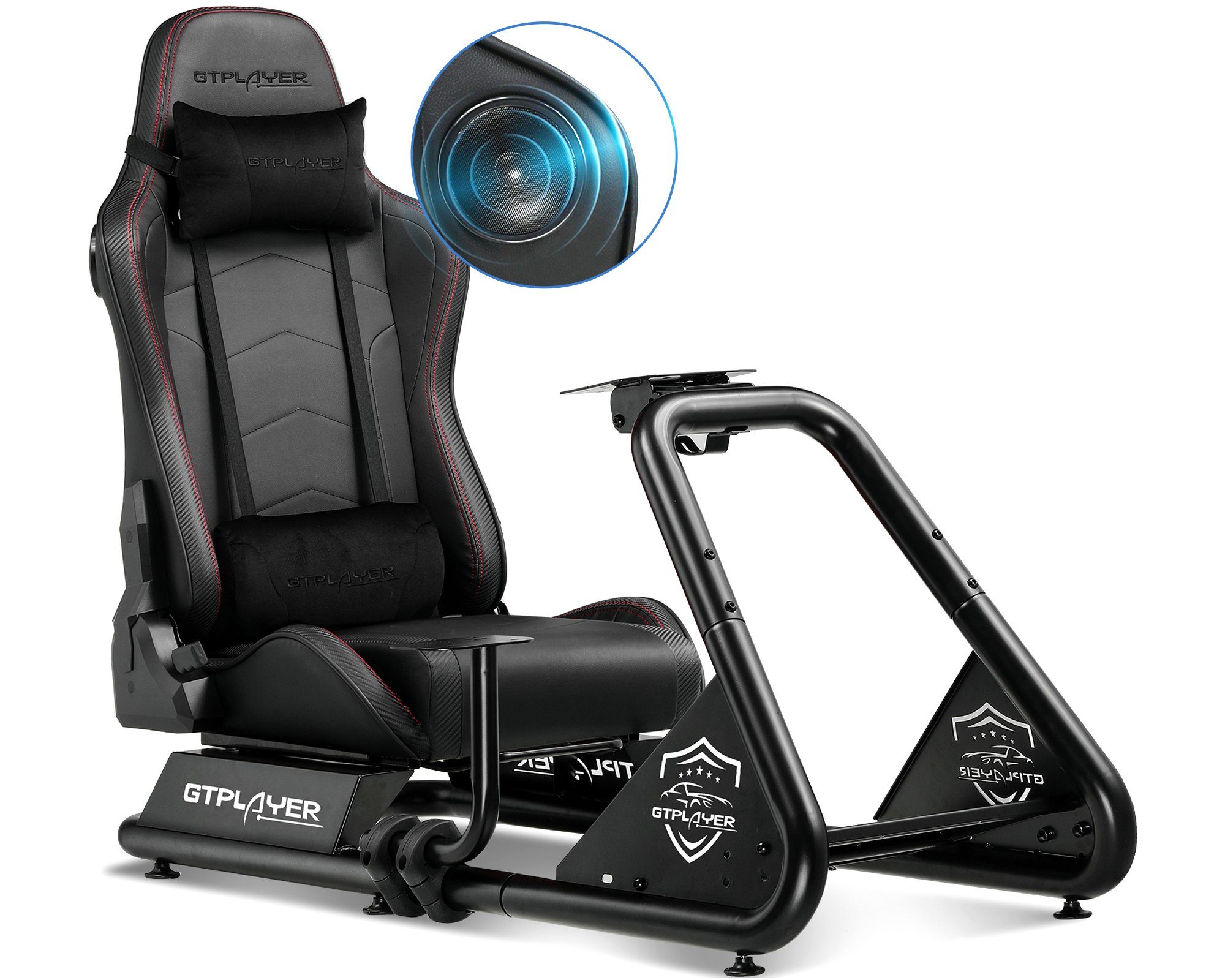 GTPLAYER Gaming-Stuhl Gamer Stuhl Simulator Cockpit, sim racing cockpit racing wheel stand, mit Bluetooth-Lautsprecher und allem auf den Bildern gezeigten Zubehör