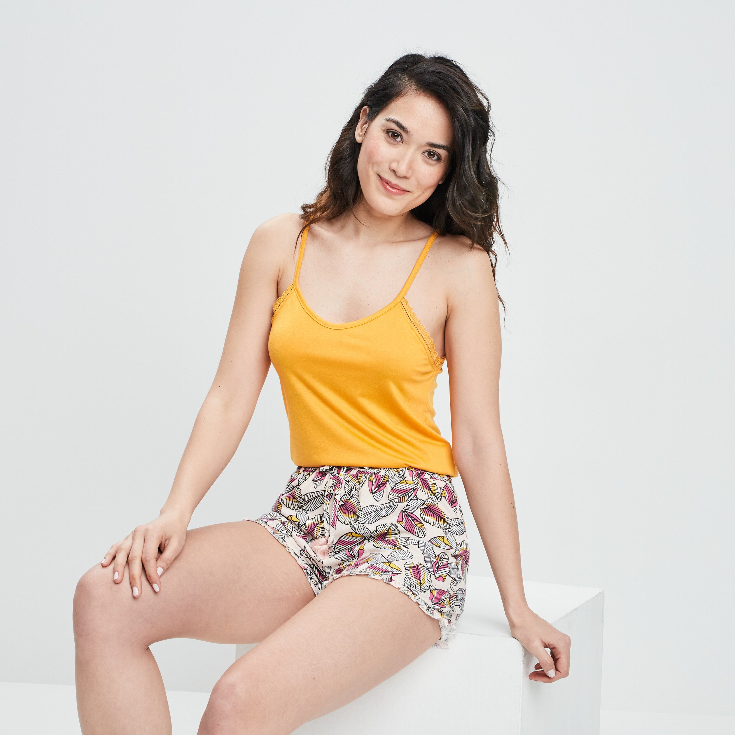 Ensemble pyjama 2 pièces orange corail femme | La Halle