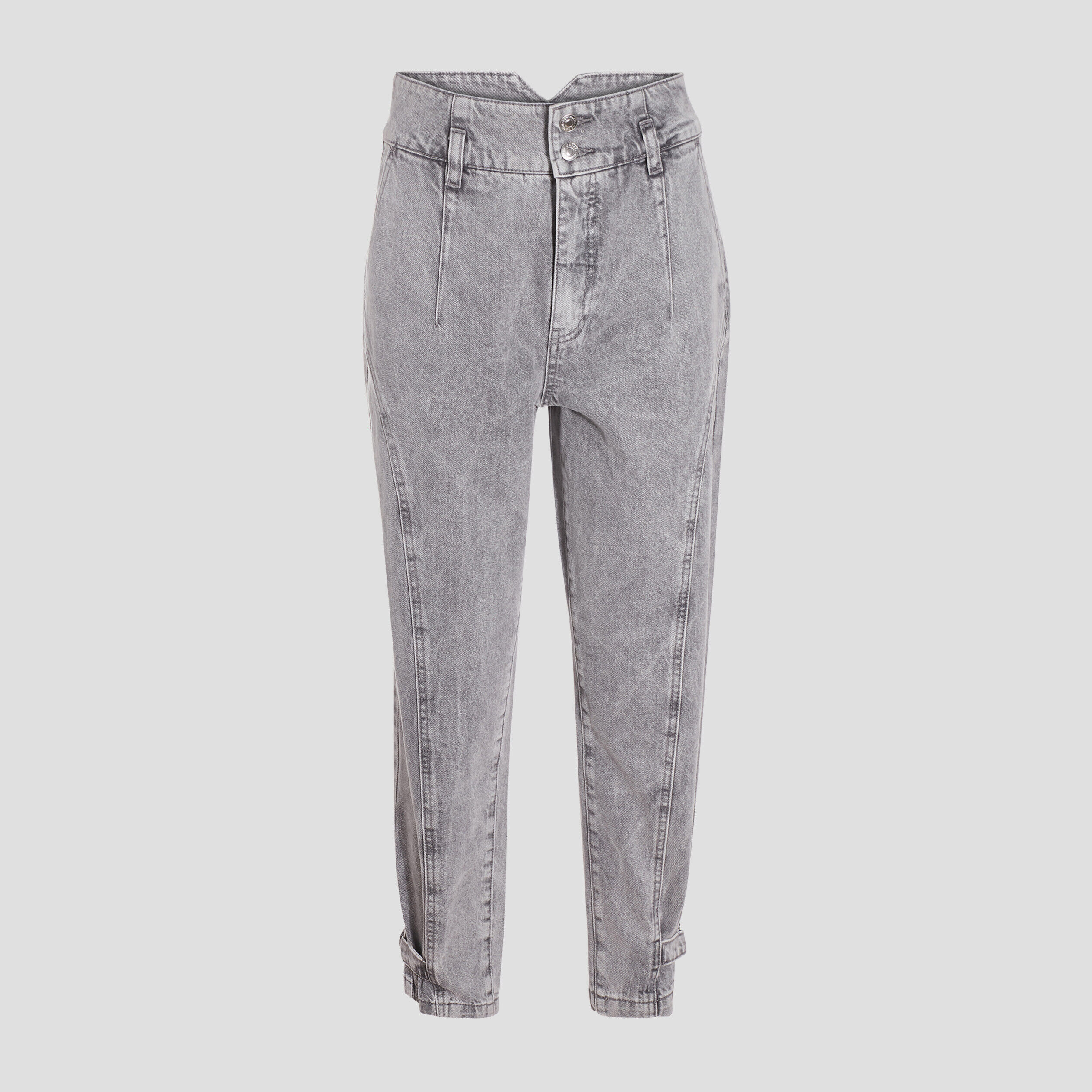 Jeans slouchy détails boucles denim gris femme | Cache Cache