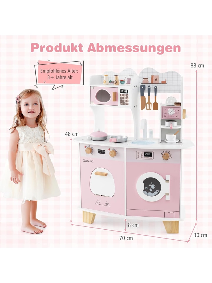 COSTWAY Kinderküche mit Zubehör in Rosa günstig kaufen onesize