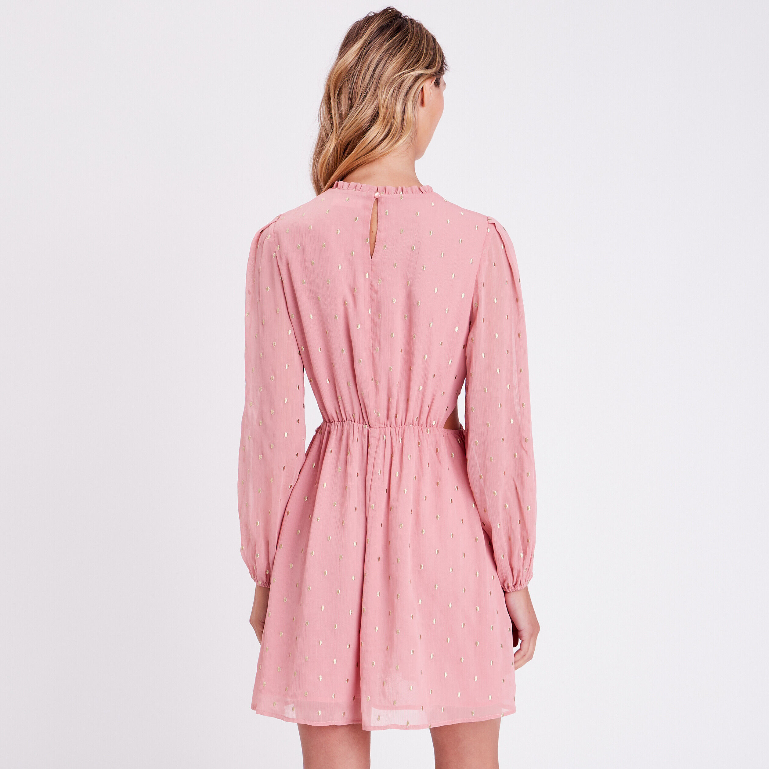 Robe évasée col montant rose femme | Cache Cache