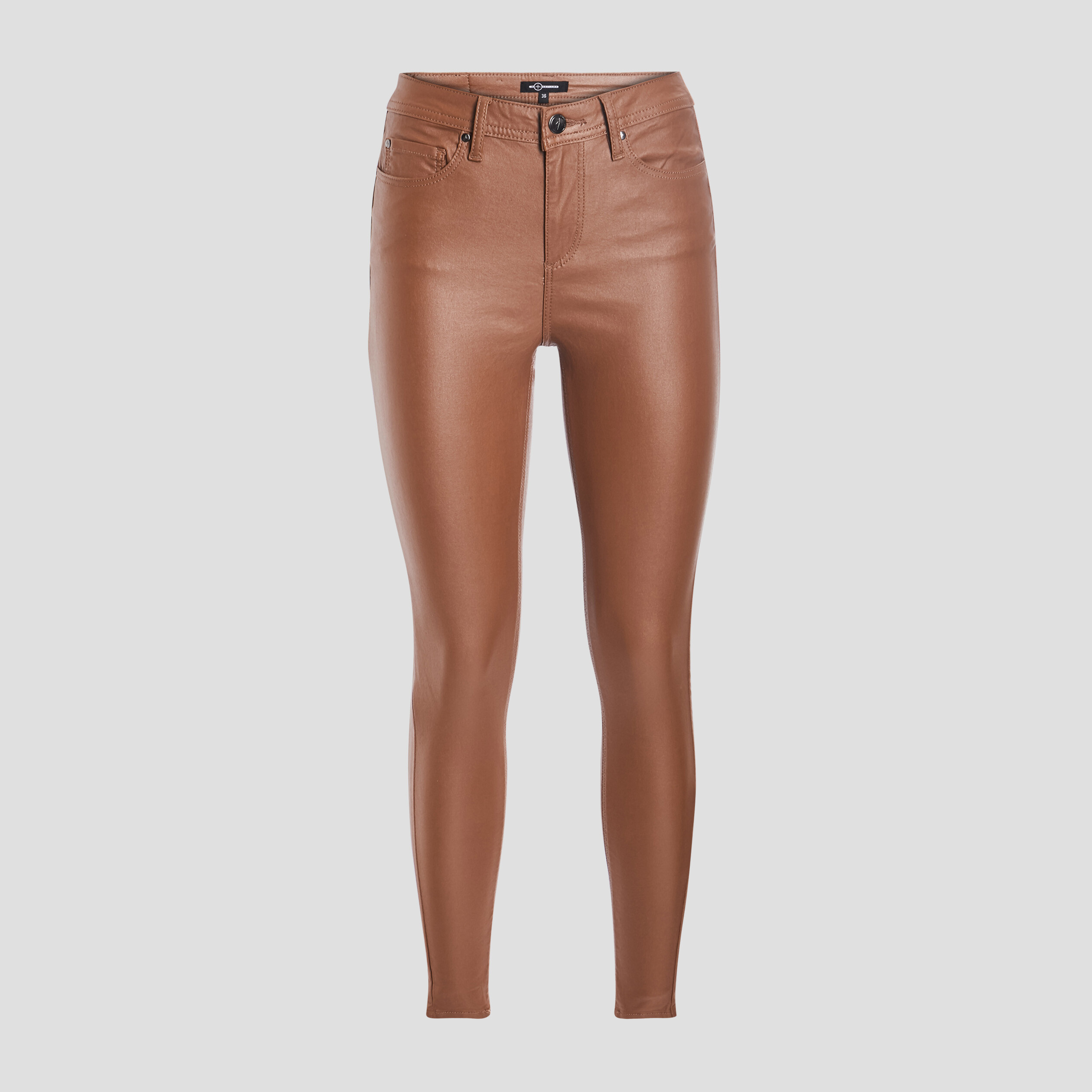 Pantalon enduit skinny push up camel femme | La Halle