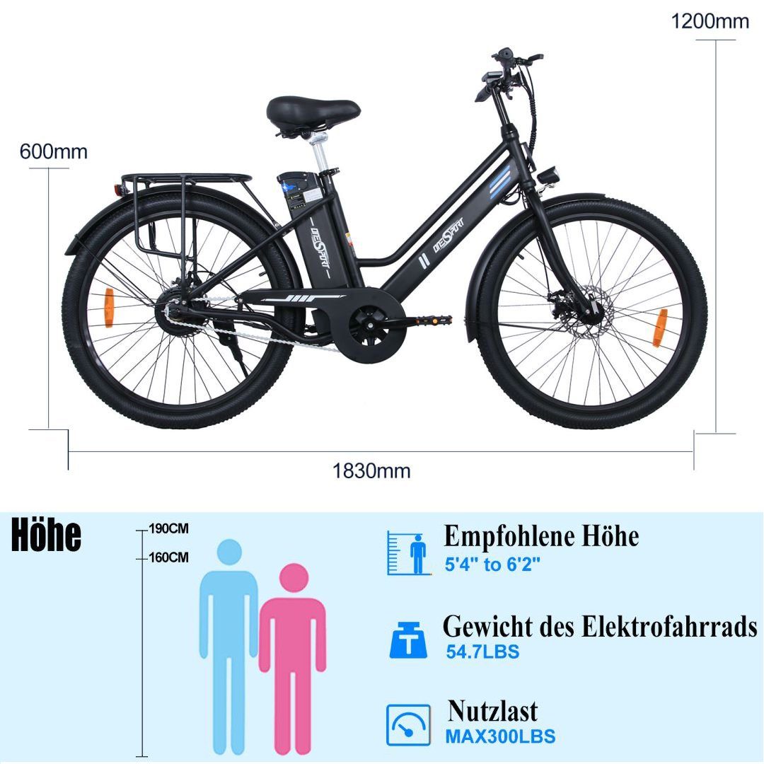 Fangqi E-Bike E-Bike 26 Zoll Elektrofahrrad,Citybike,Pedelec, 36V/14,4Ah akku,25KM/H, 250W Heckmotor, (spar-set,E-Mountainbike, E-Dirtbike, MTB(Optionaler Gashebel: Nach dem Einbau des Gashebels kann ein rein elektrischer Modus erreicht werden, Fahrm