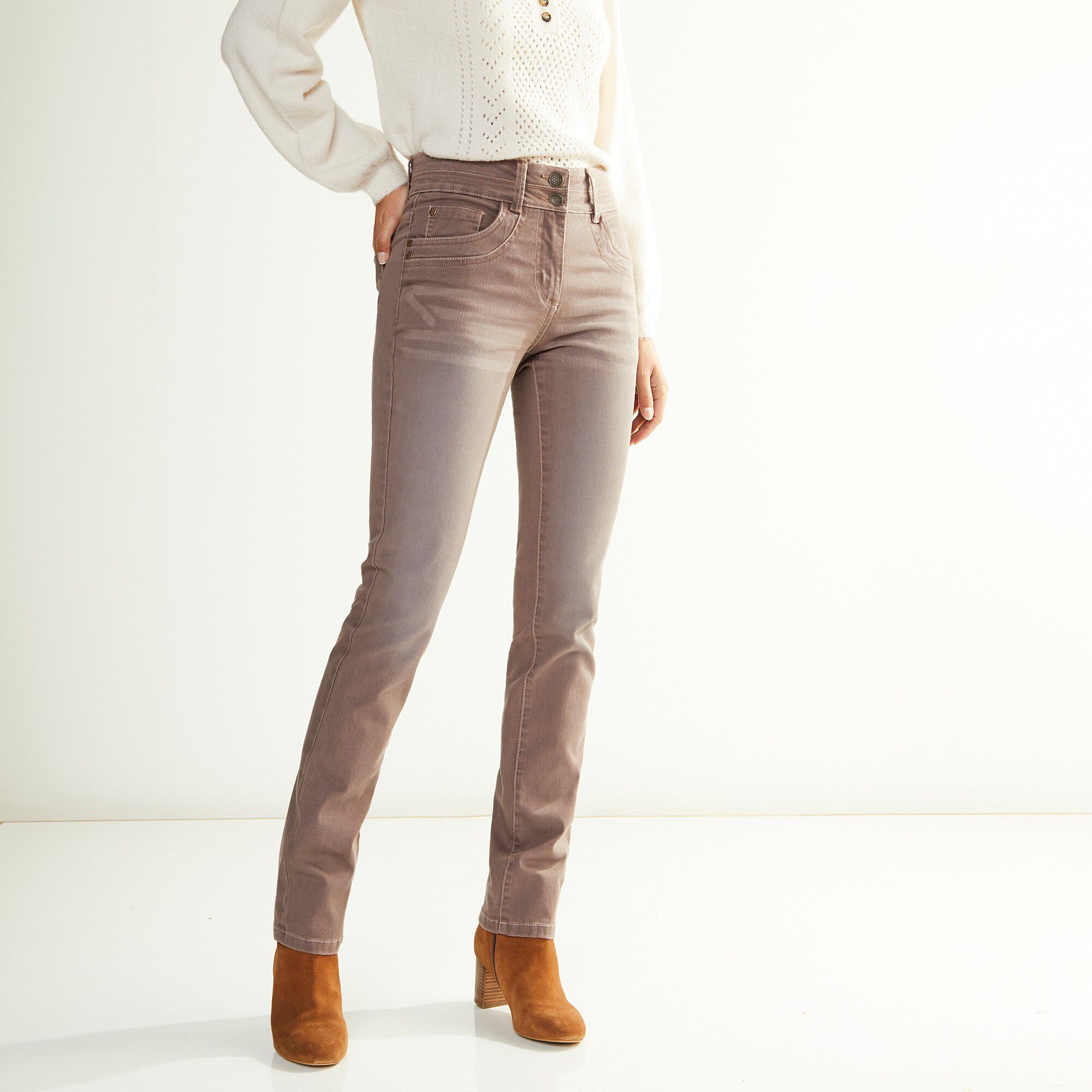 Jean coupe droite stretch couleur