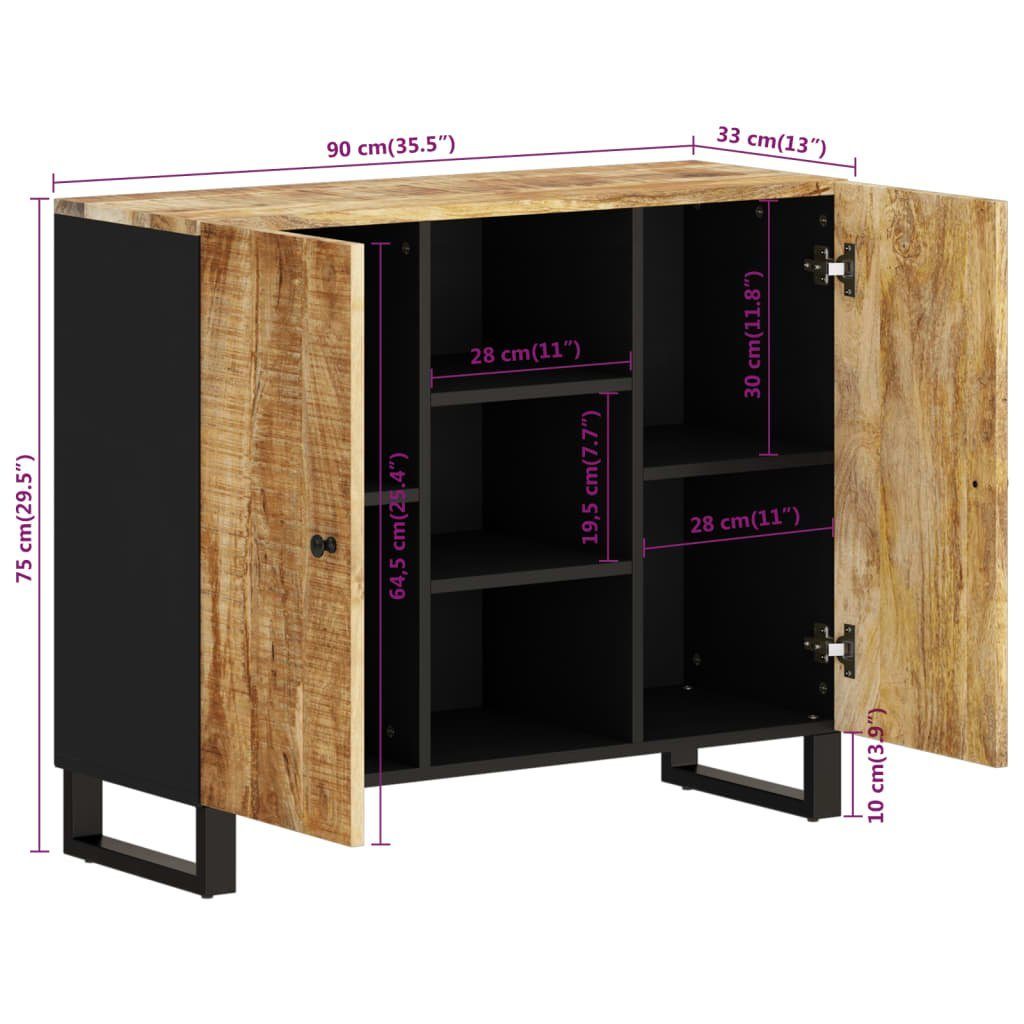 vidaXL Sideboard Sideboard mit 2 Türen 90x33x75 cm Massivholz Mango (1 St)