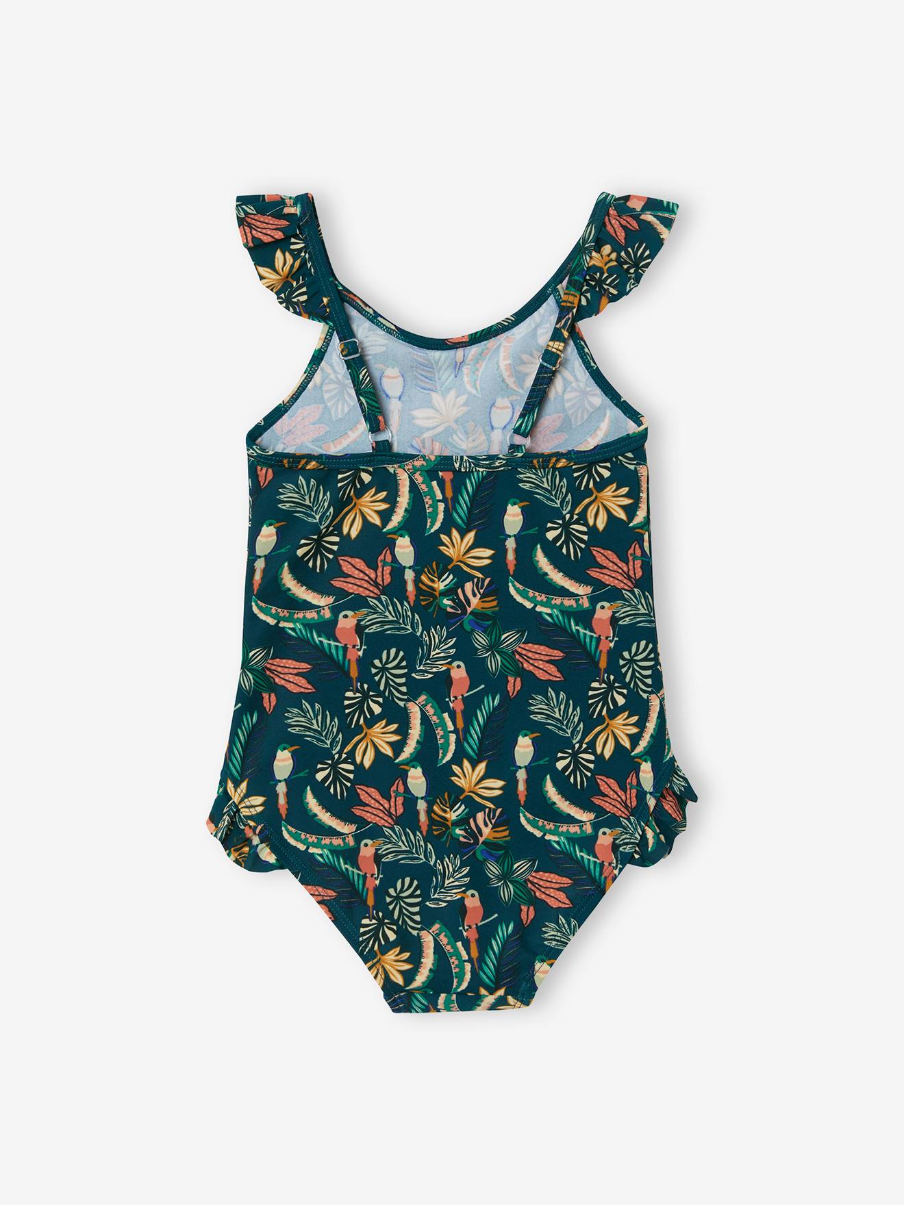 Maillot de bain 1 pièce fille capsule famille bain jungle vert fonce imprime