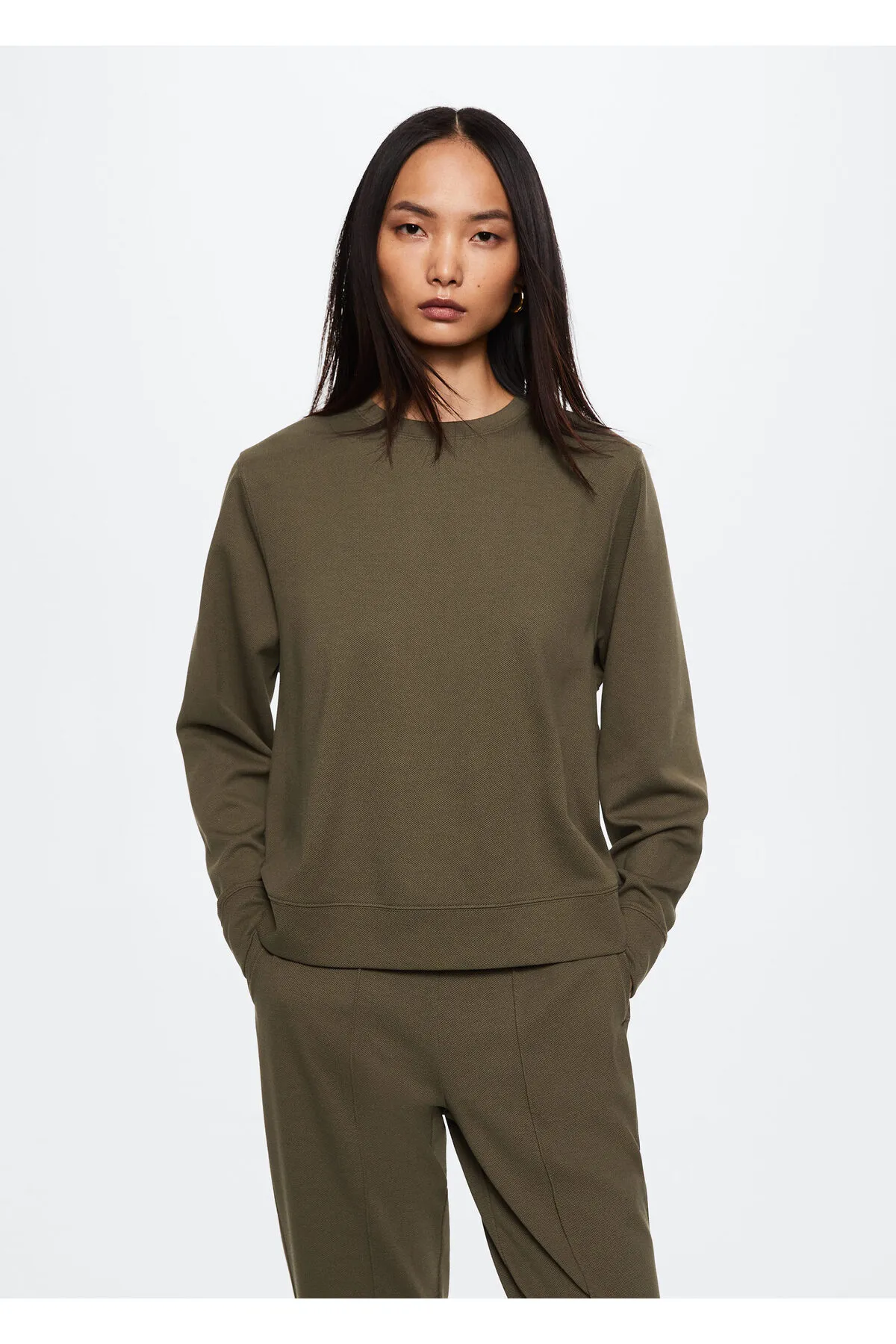 MANGO  Khakifarbenes Damen-Sweatshirt 37063840