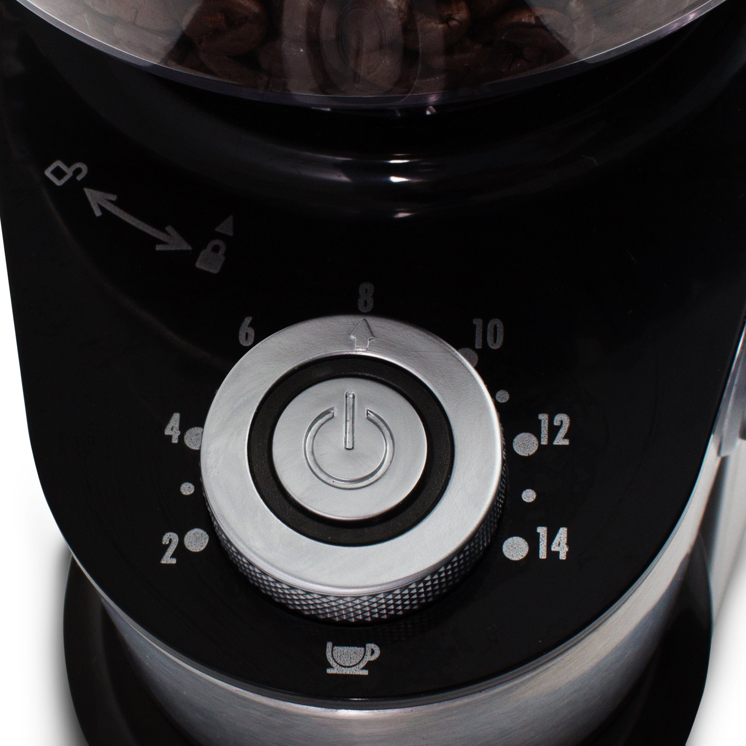 Suntec Wellness Kaffeemühle KML-8450 design pro, 200,00 W, Scheibenmahlwerk, 200,00 g Bohnenbehälter, Stahlmahlwerk für ganze Kaffeebohnen, 96 g Auffangbehälter, 18 Stufen