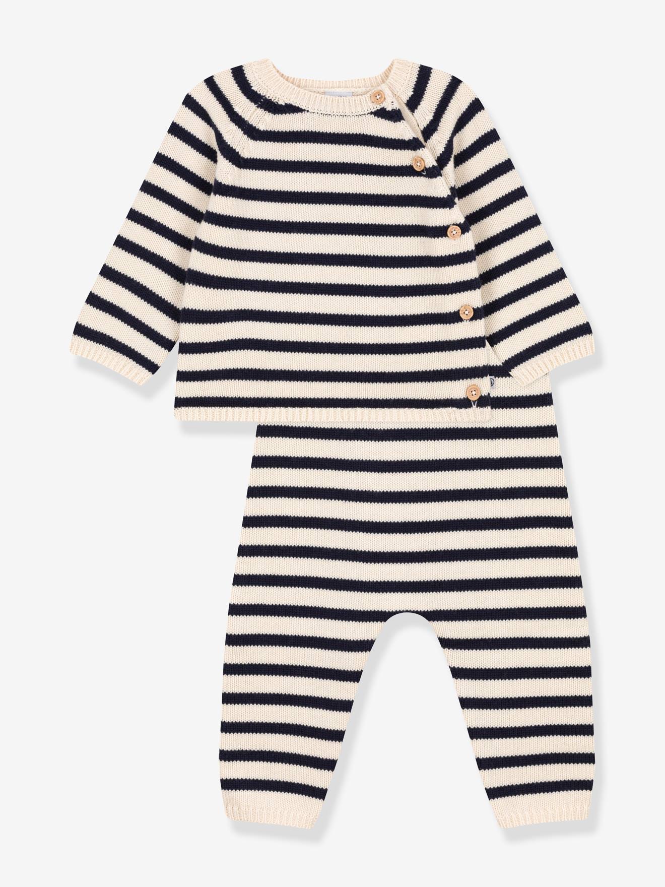 Petit Bateau Baby-Set: Hose & Wickeljacke PETIT BATEAU - beige bedruckt