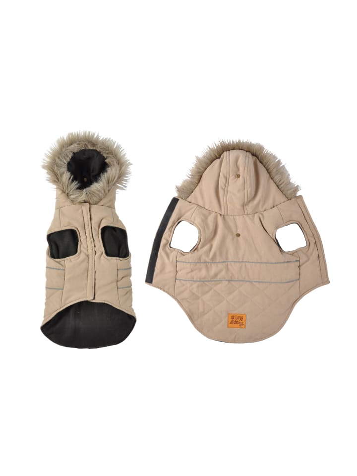 dynamic24 Hunde Winterjacke Hundemantel Kapuze Hundebekleidung Hundejacke in Beige günstig kaufen 30