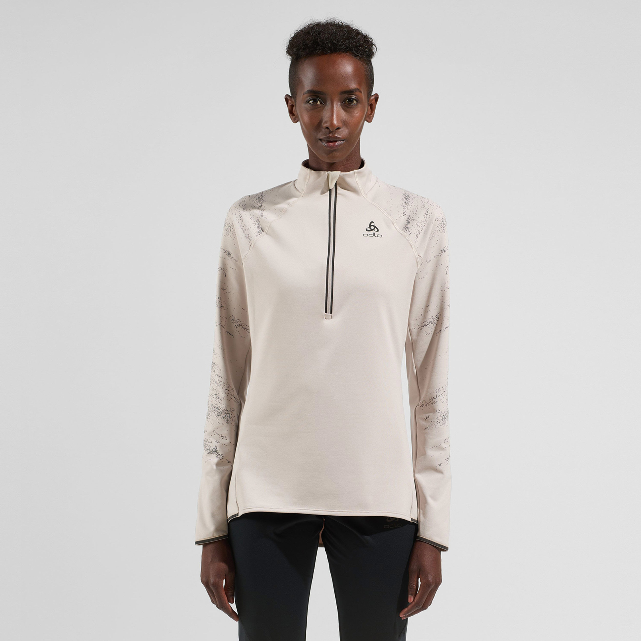 Zeroweight Ceramiwarm Reflective Mid Layer Half-Zip Lauftop Damen - Hellgrau