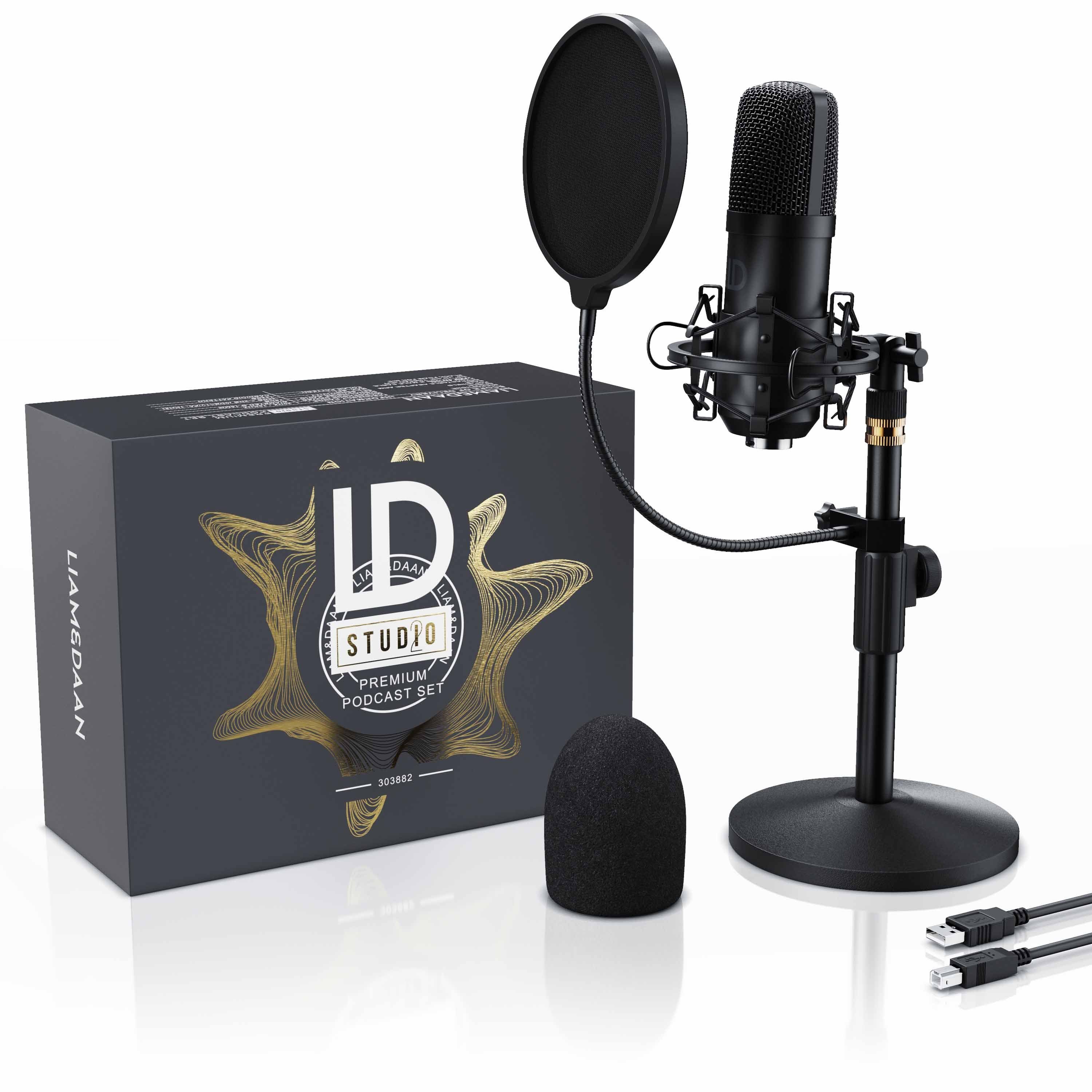 LIAM&DAAN Mikrofon (Set), Profi Podcast Set - USB Studiomikrofon Großmembran Kondensatormikrofon