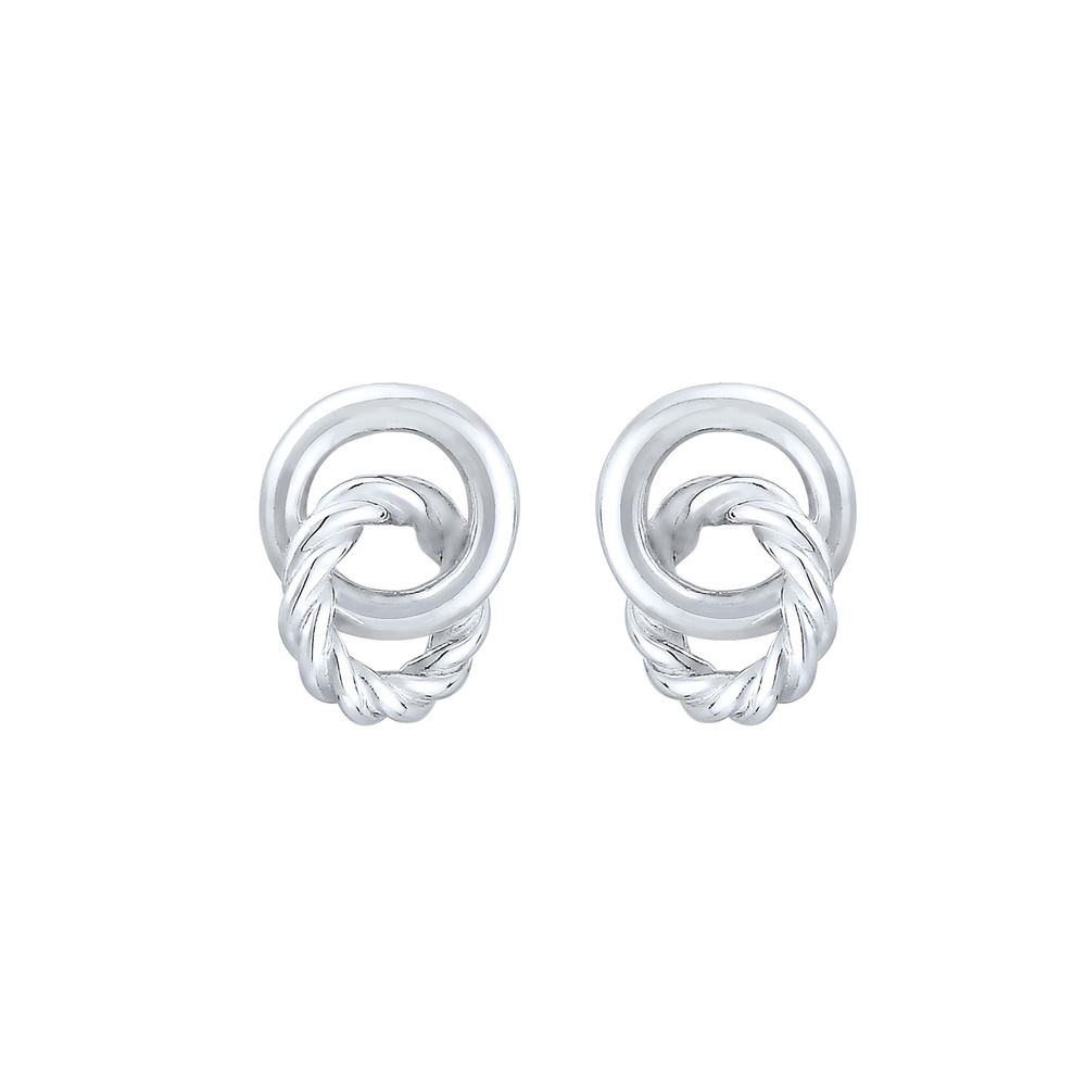 Elli Elli Boucles d'Oreilles Stecker Knoten Kreis Gedreht 80s Look 925 Silber Boucles d'oreilles