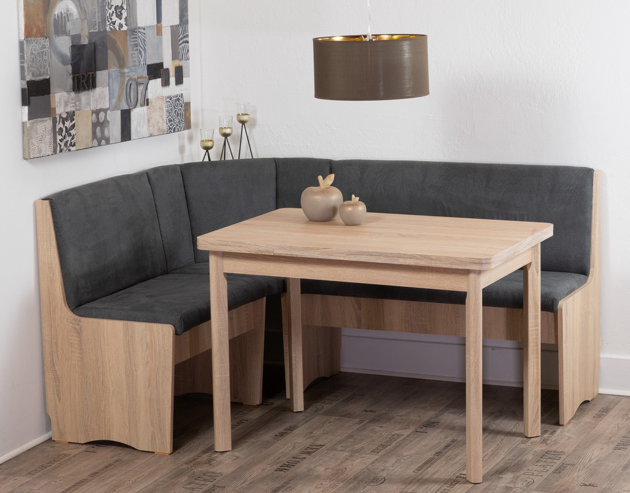 Stolebaenk Eckbankgruppe Duisburg Titanic Sonoma Ibiza FG MA+PE, (Eckbankgruppe, 1 x Eckbank, 1 x Tisch, 2 x Stuhl)