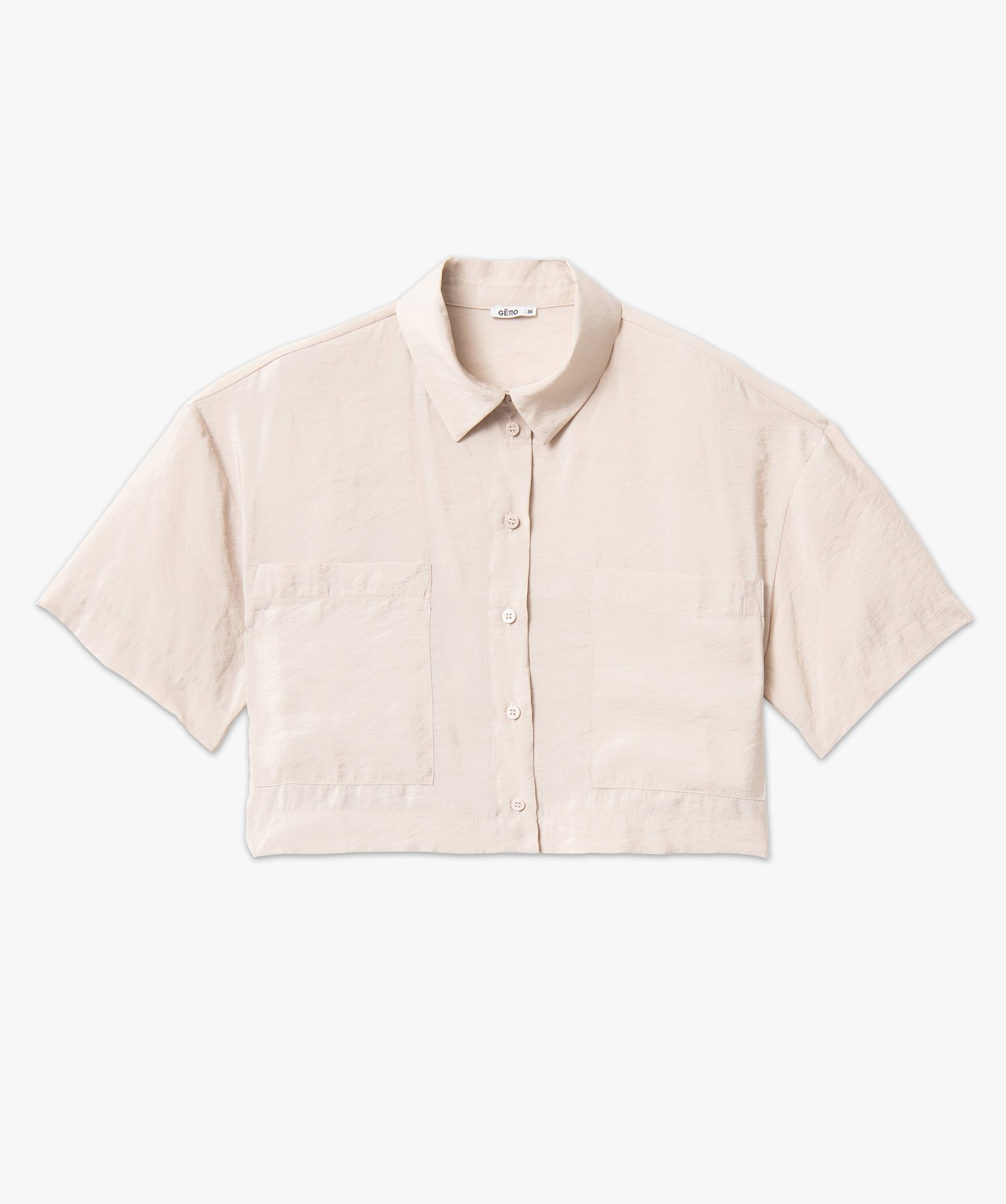 Chemise ample et courte à manches courtes en modal femme beige | GEMO