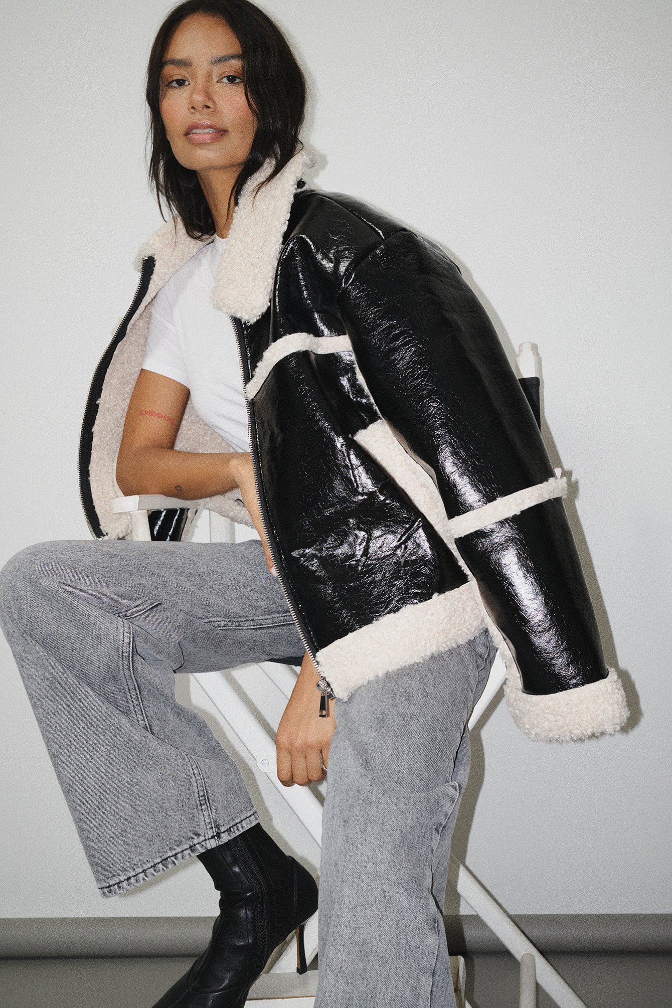 Bonded Teddy-Detail-Jacke