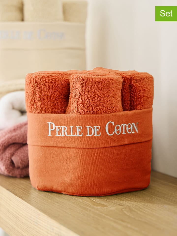 Soft by Perle de Coton 6er-Set: Gästehandtücher in Orange günstig kaufen 50x30 cm