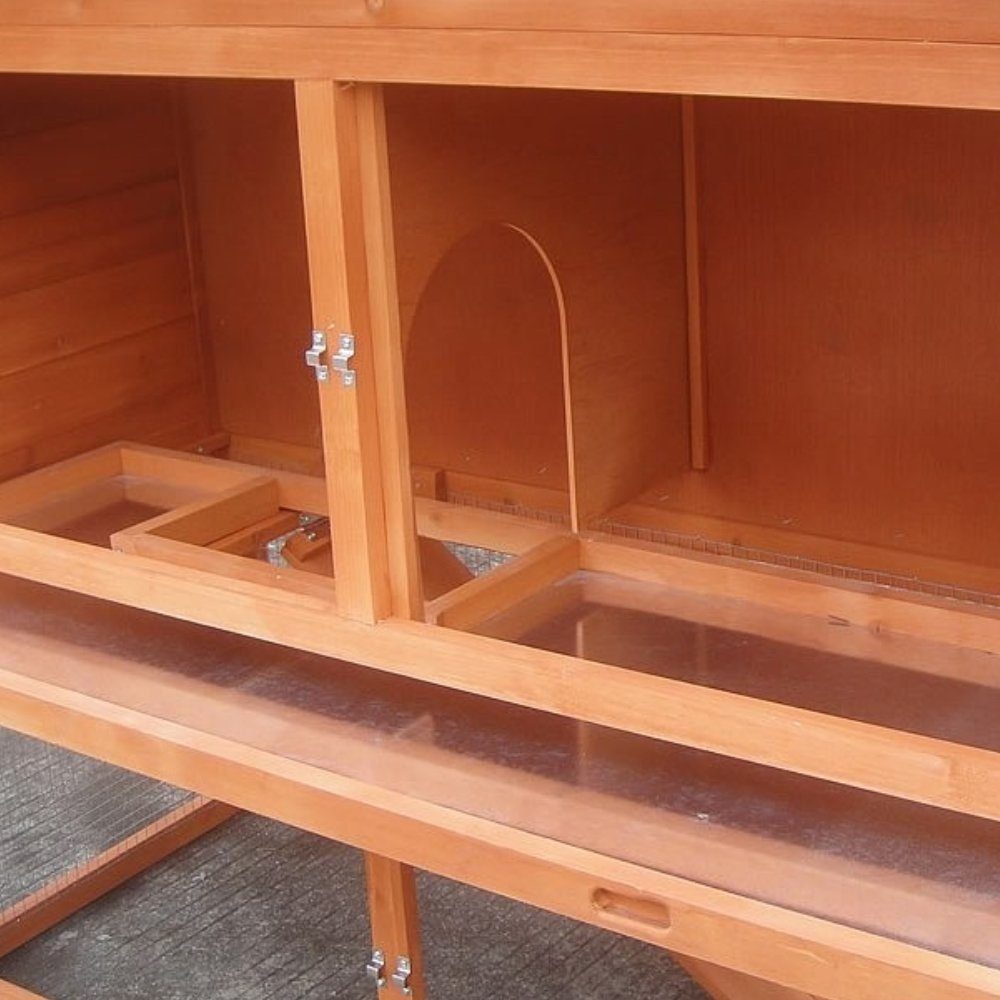 Melko Kleintierkäfig Kaninchenstall Freigehege Freilauf aus Holz in Braun Runddach Aufzucht Käfig Nagerkäfig Laufstall Laufgitter Kleintier Hasenkäfig Draußen Gehege Haus Hamster Küken Tür, herausnehmbare Schublade