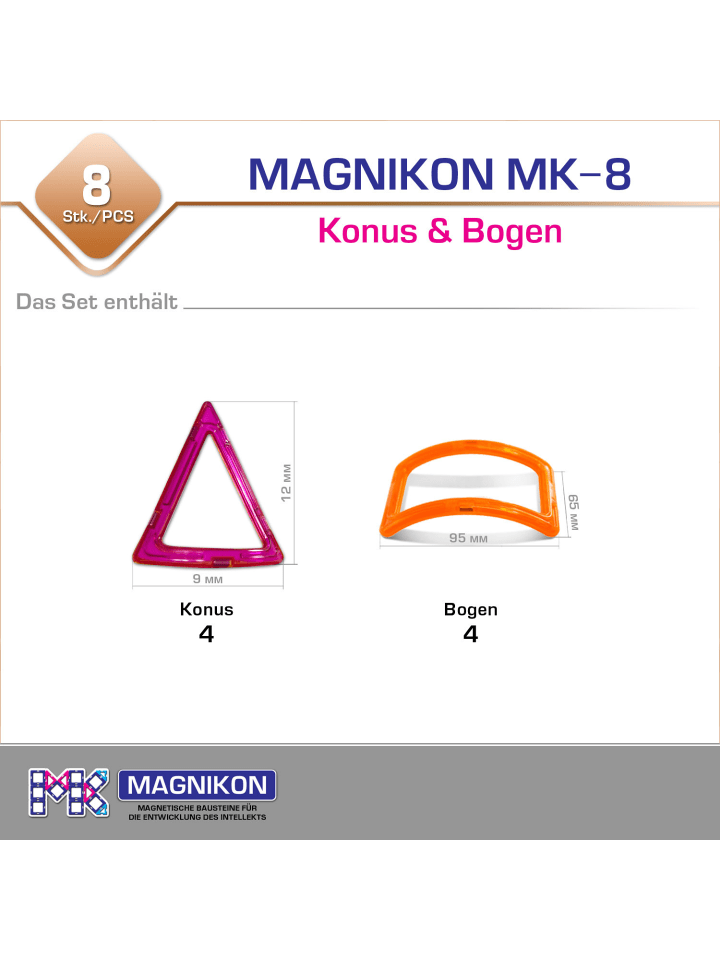 MAGNIKON Magnetische Bausteine 4 Konus   4 Bogen- ab 3 Jahren günstig kaufen onesize