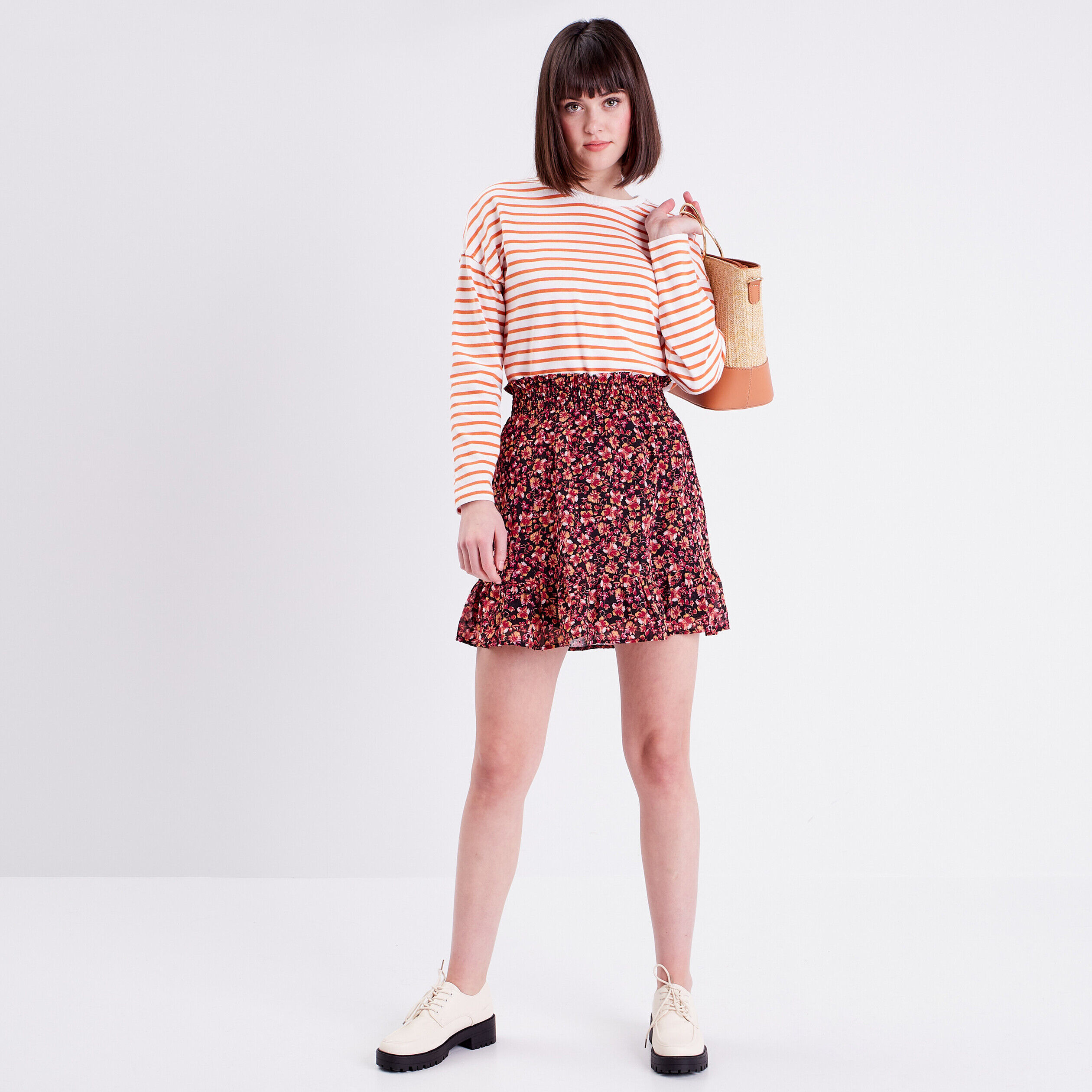 T-shirt manches longues orange corail femme | Cache Cache