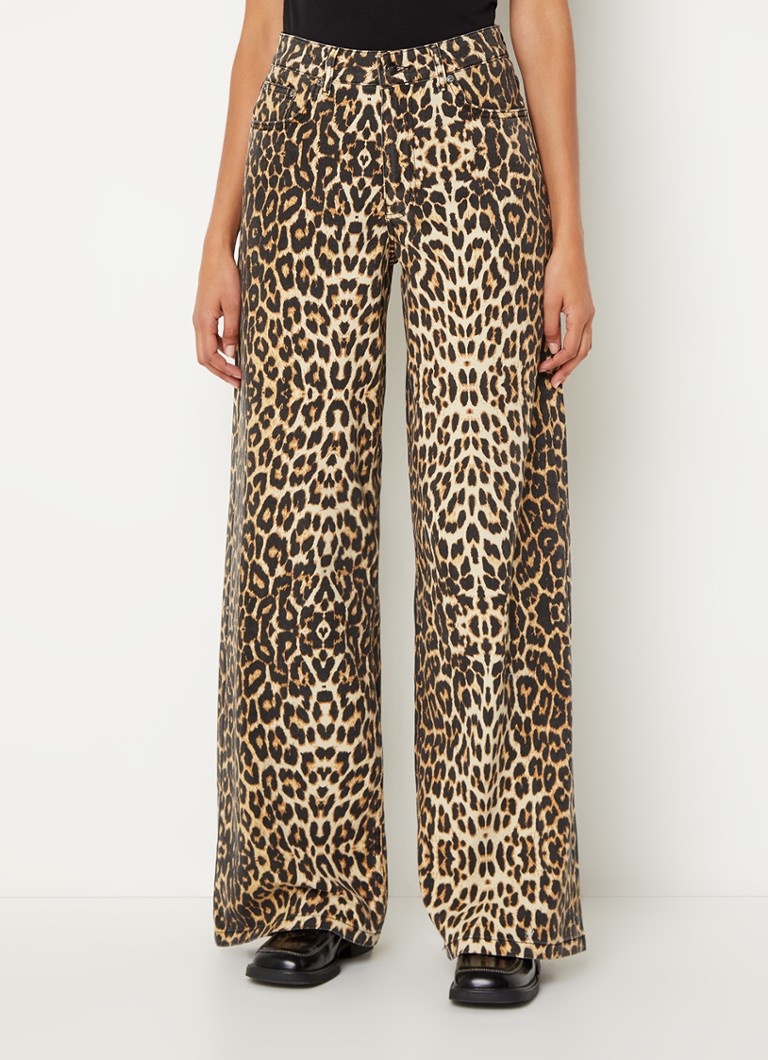 Co'Couture High waist wide leg jeans with leopard print