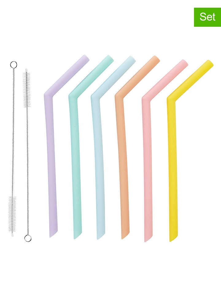 Miss Étoile 8tlg. Trinkhalm-Set in Bunt - (L)25,5 cm günstig kaufen onesize