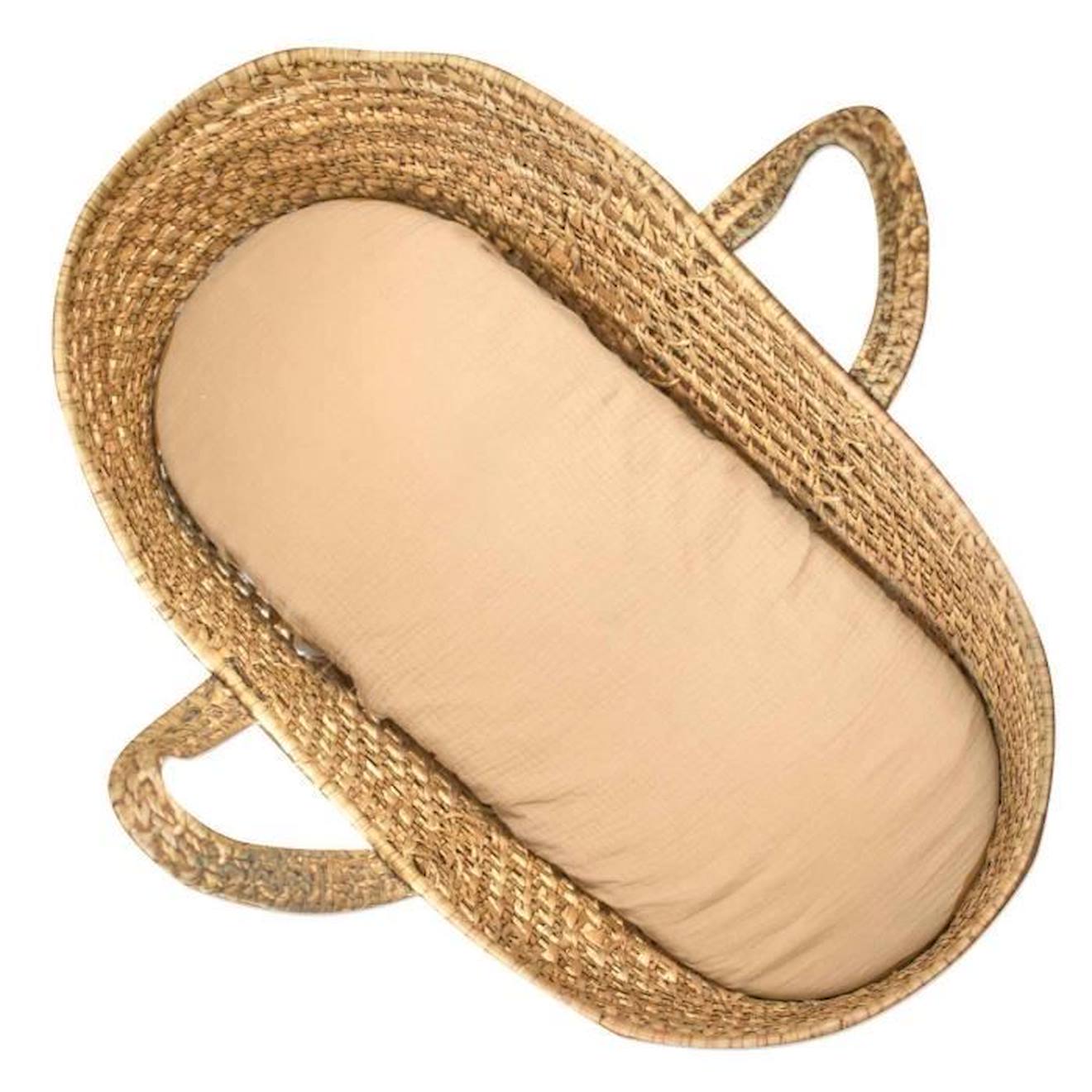 Drap housse couffin ovale en gaze de coton, Jeanne Biscuit Dès la naissance marron