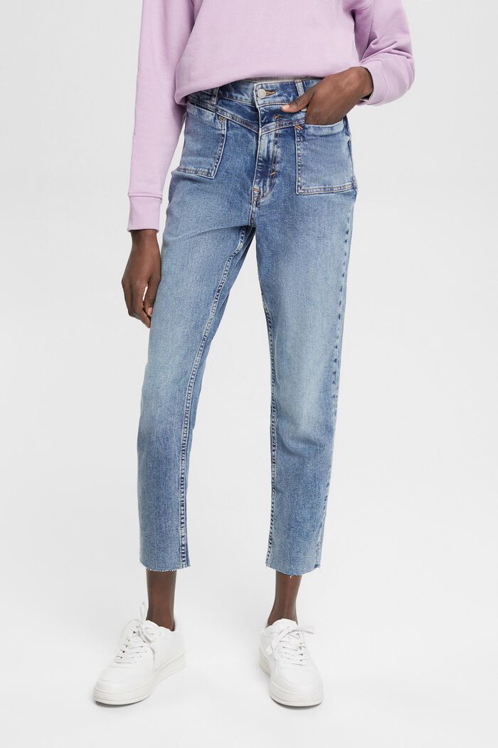 High Rise Jeans mit verkürztem Bein