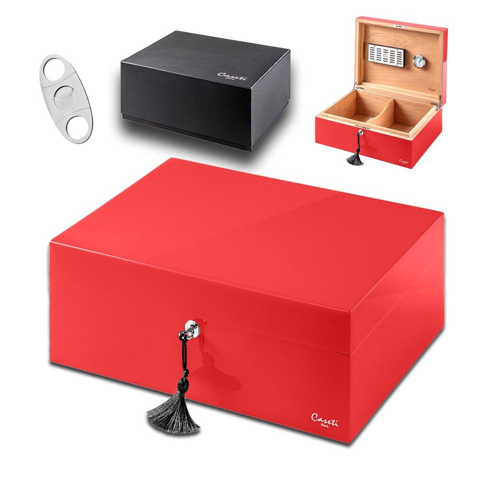 Coumo Humidor Caseti Paris, Set, Abschließbar, Geschenkbox, Hochglanz