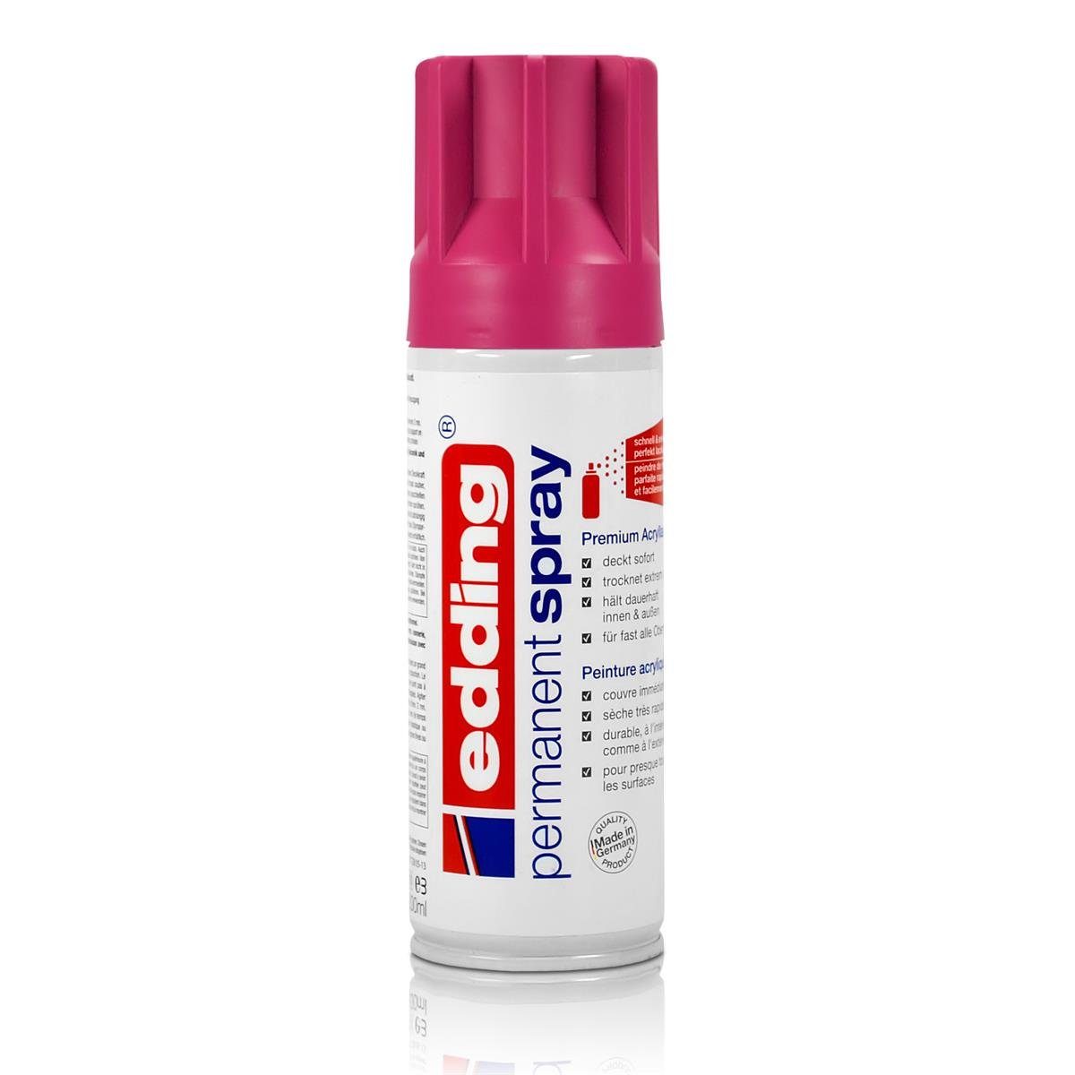 edding Sprühfarbe edding Permanent Spray telemagenta 200 ml Premium Acryllack, RAL 4010