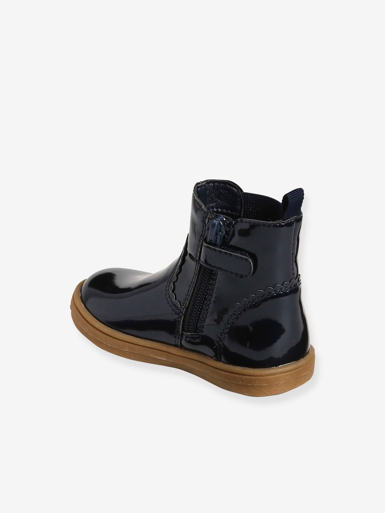 Vertbaudet Mädchen Baby Boots, Lackoptik - bordeaux